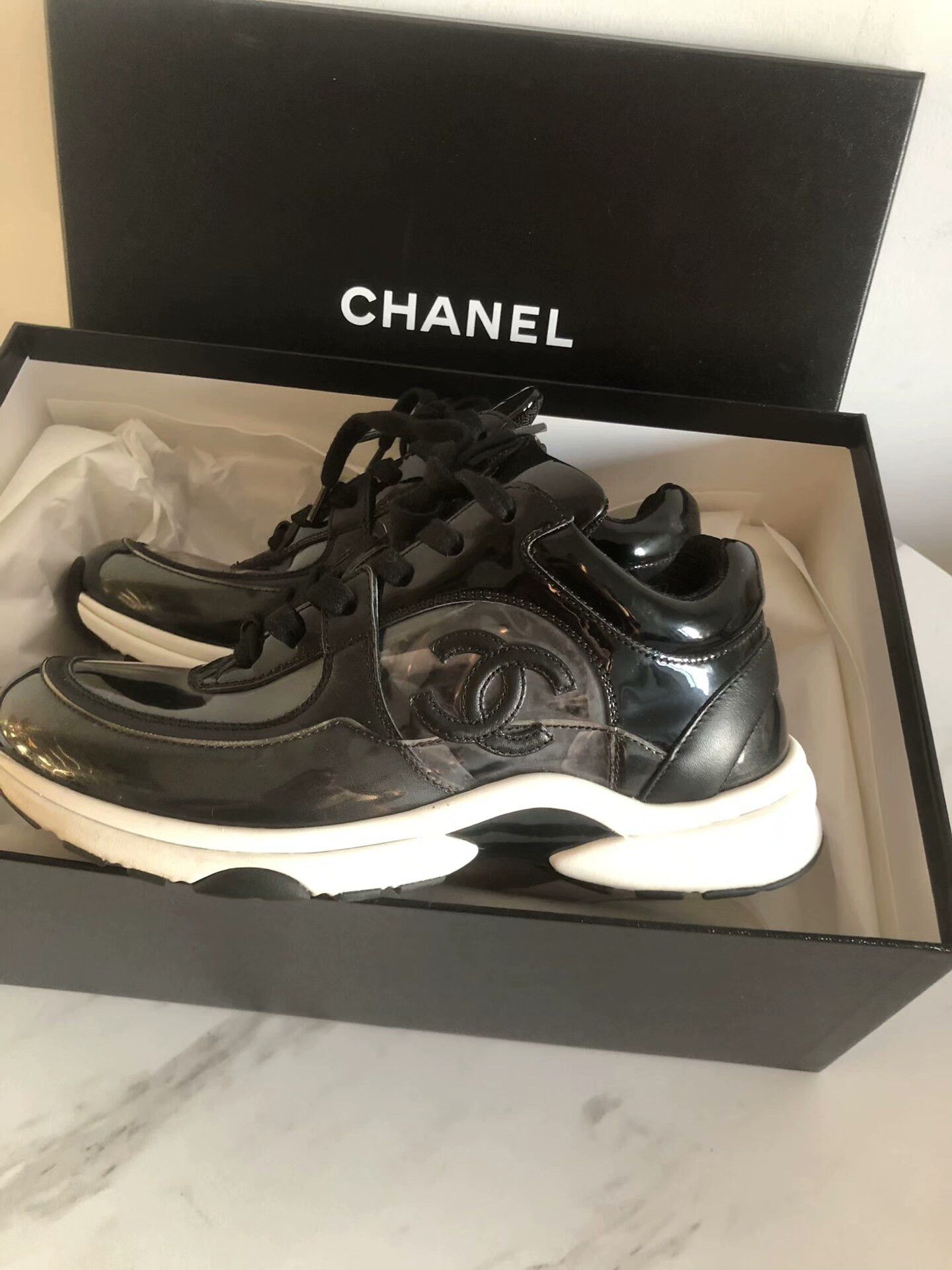 Chanel Chanel Black Athletic Sneakers for Women Size US 5 / IT 35 - 1 Thumbnail