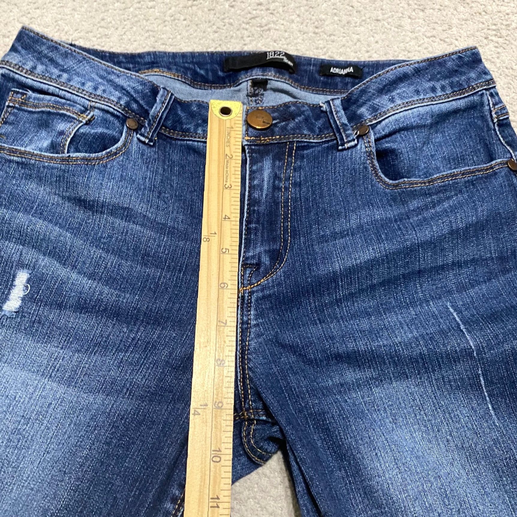 Vintage 1822 Denim Jeans Blue Medium Wash 10 Womens Skinny Mid Rise Distressed 27in Inseam 5-Pocket Regular Size 32" / US 10 / IT 46 - 7 Thumbnail