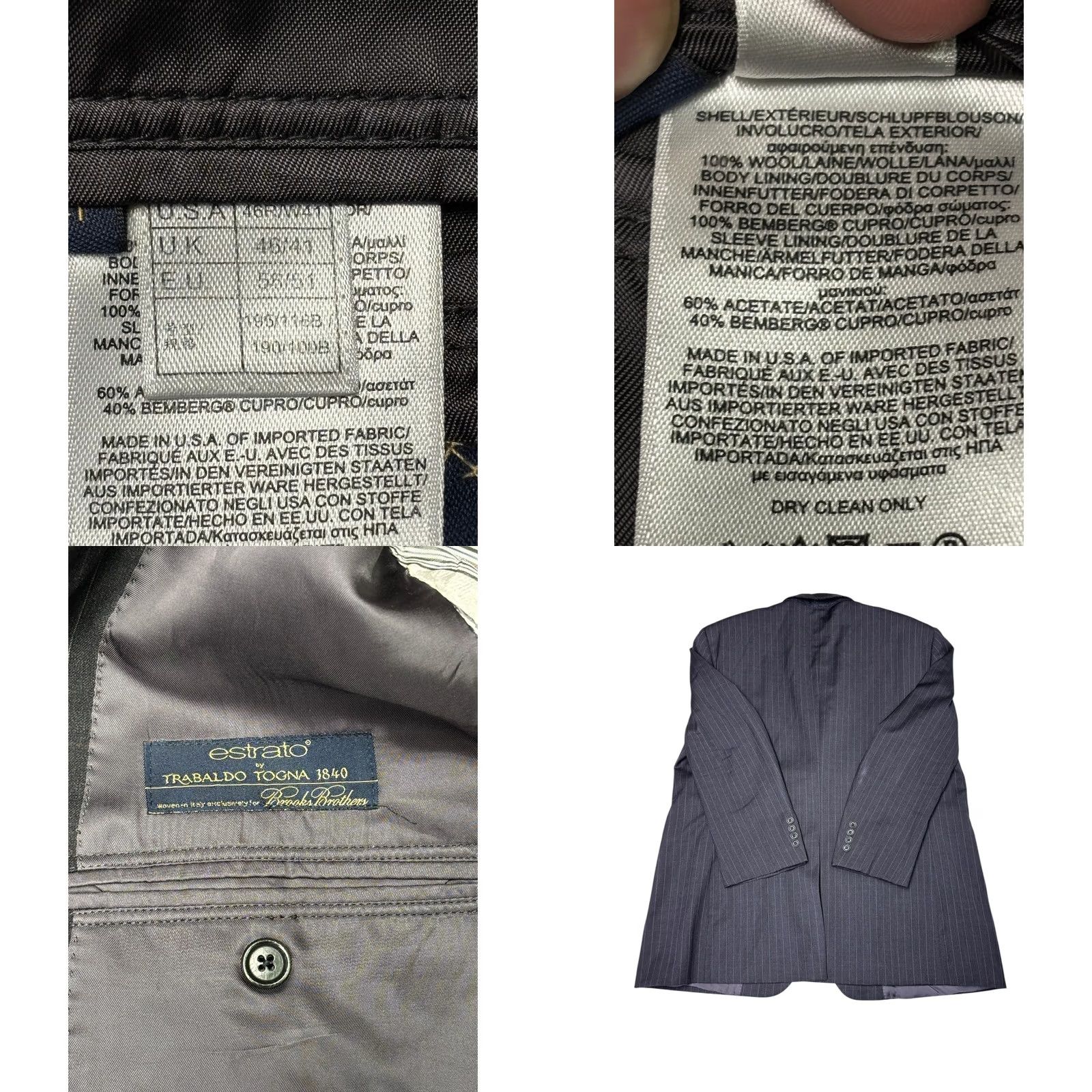 Brooks Brothers Brooks Brothers 1818 Madison Blazer Mens 46R Dark Gray Pinstripe Wool USA Size 46R - 8 Thumbnail