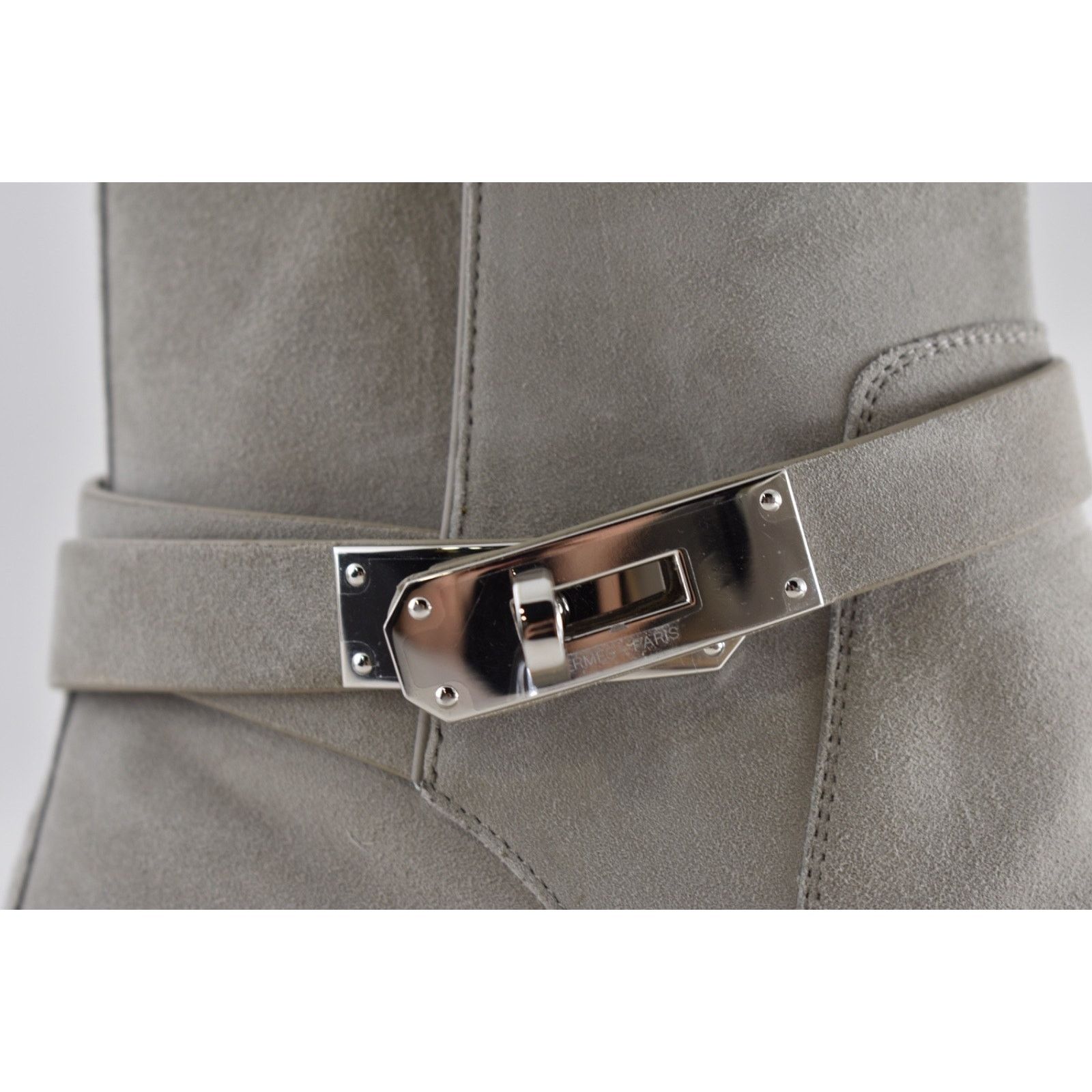 Hermes Hermes Jeff Ankle Boot Galet Suede Goatskin Kelly Lock 40 Size US 10 / IT 40 - 7 Thumbnail