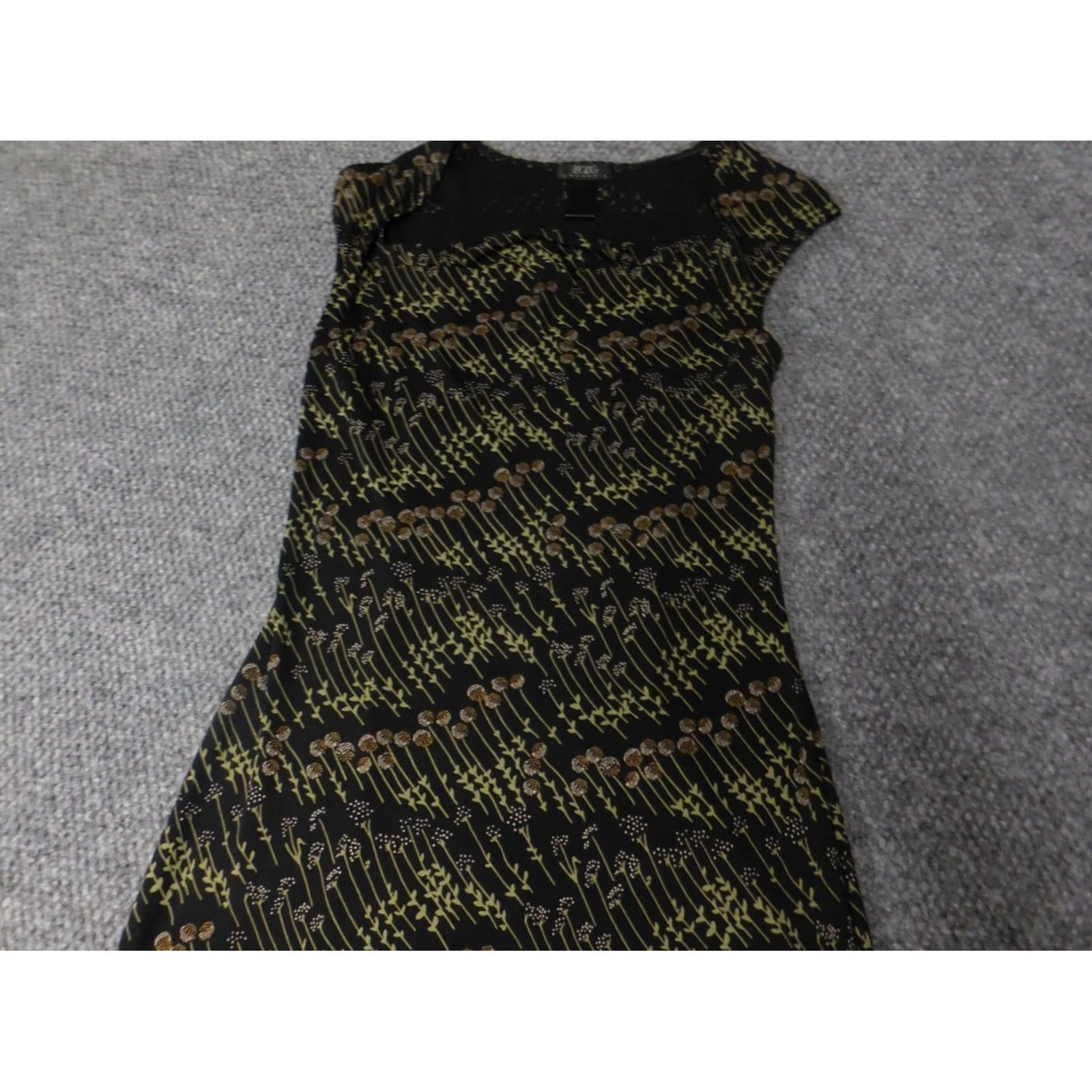 Bcbgmaxazria BCBGMAXAZRIA Womens Dress Small Green Floral A-Line Midi Stretch Short Sleeve Raglan Crew Neck Zip Lined Cotton Rayon Fall Dress Womens Reg Size S Size S / US 4 / IT 40 - 2 Thumbnail