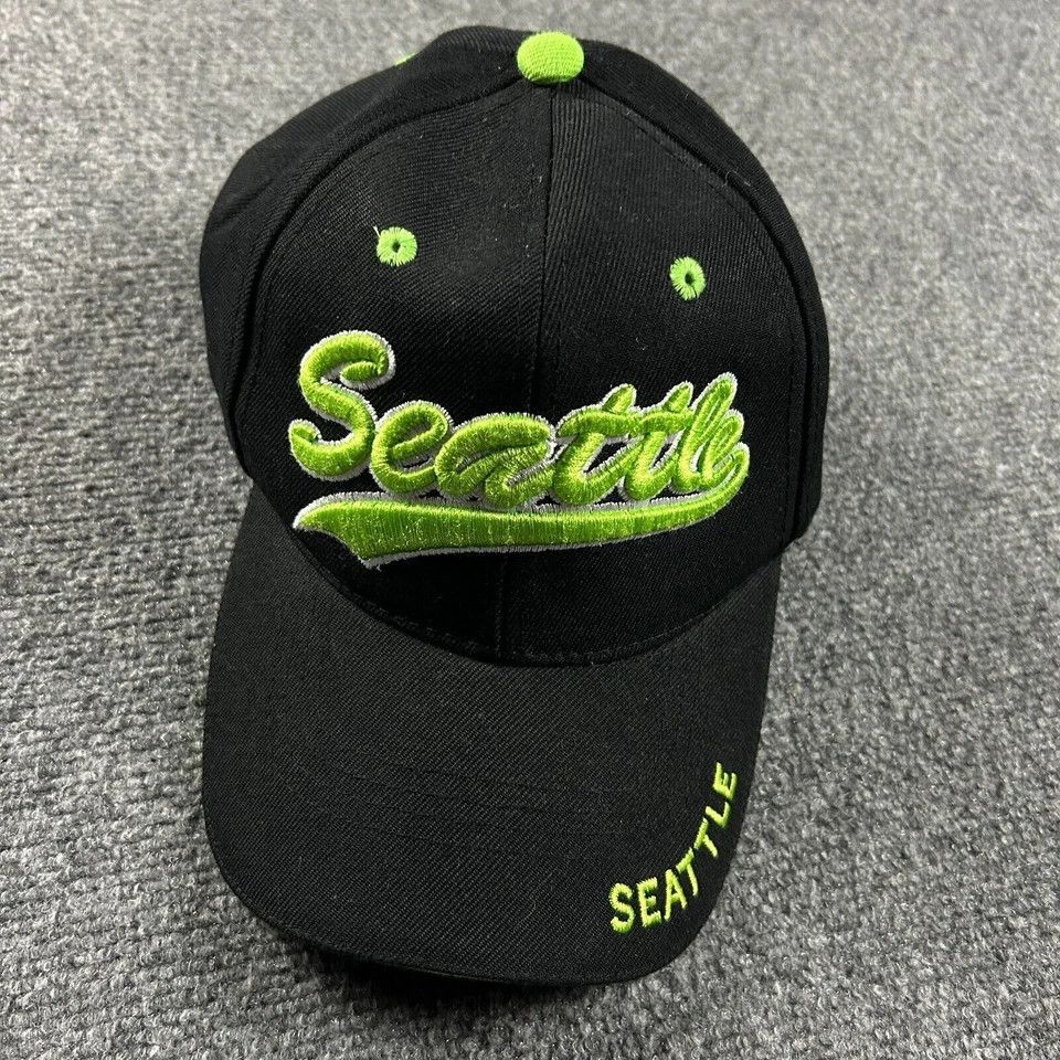 Other Seattle Cap Hat Black Adjustable Adults Baseball Size ONE SIZE - 2 Thumbnail