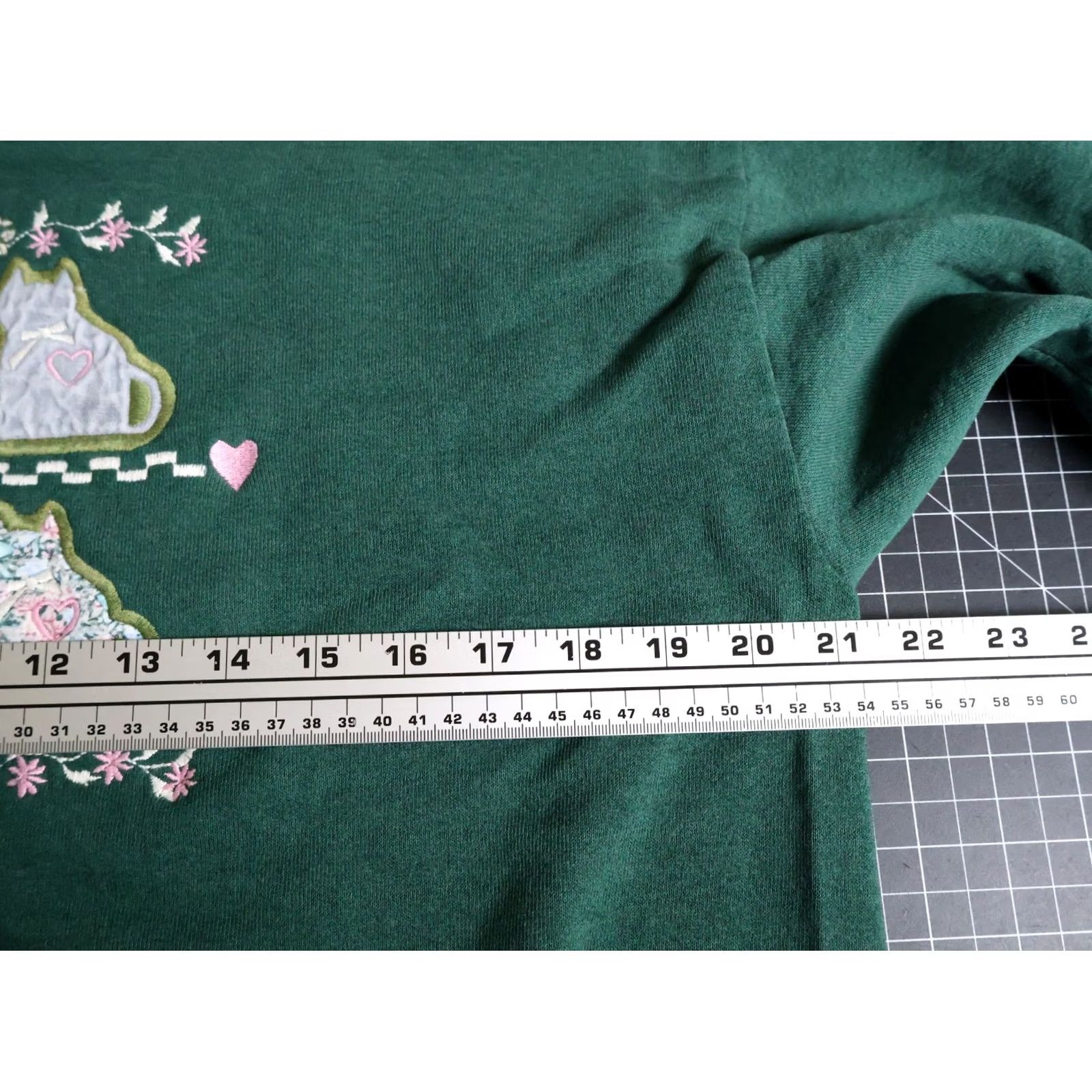 Vintage VINTAGE 90s Flower Cat Sweatshirt Women Large Green Embroidered Mock Neck VTG Grandma Size L / US 10 / IT 46 - 5 Thumbnail