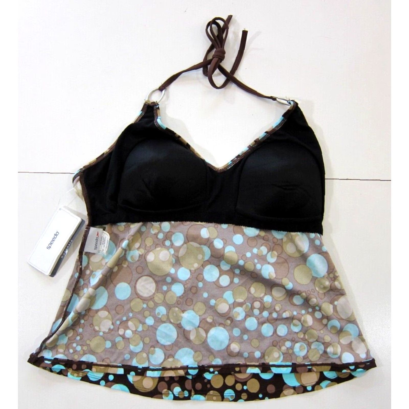 Speedo Speedo Tankini Women 18 NWT Brown Blue Polka Dot Built In Bra Swim Top Shirt Women 18 Size XXL / US 16-18 / IT 52-54 - 6 Thumbnail