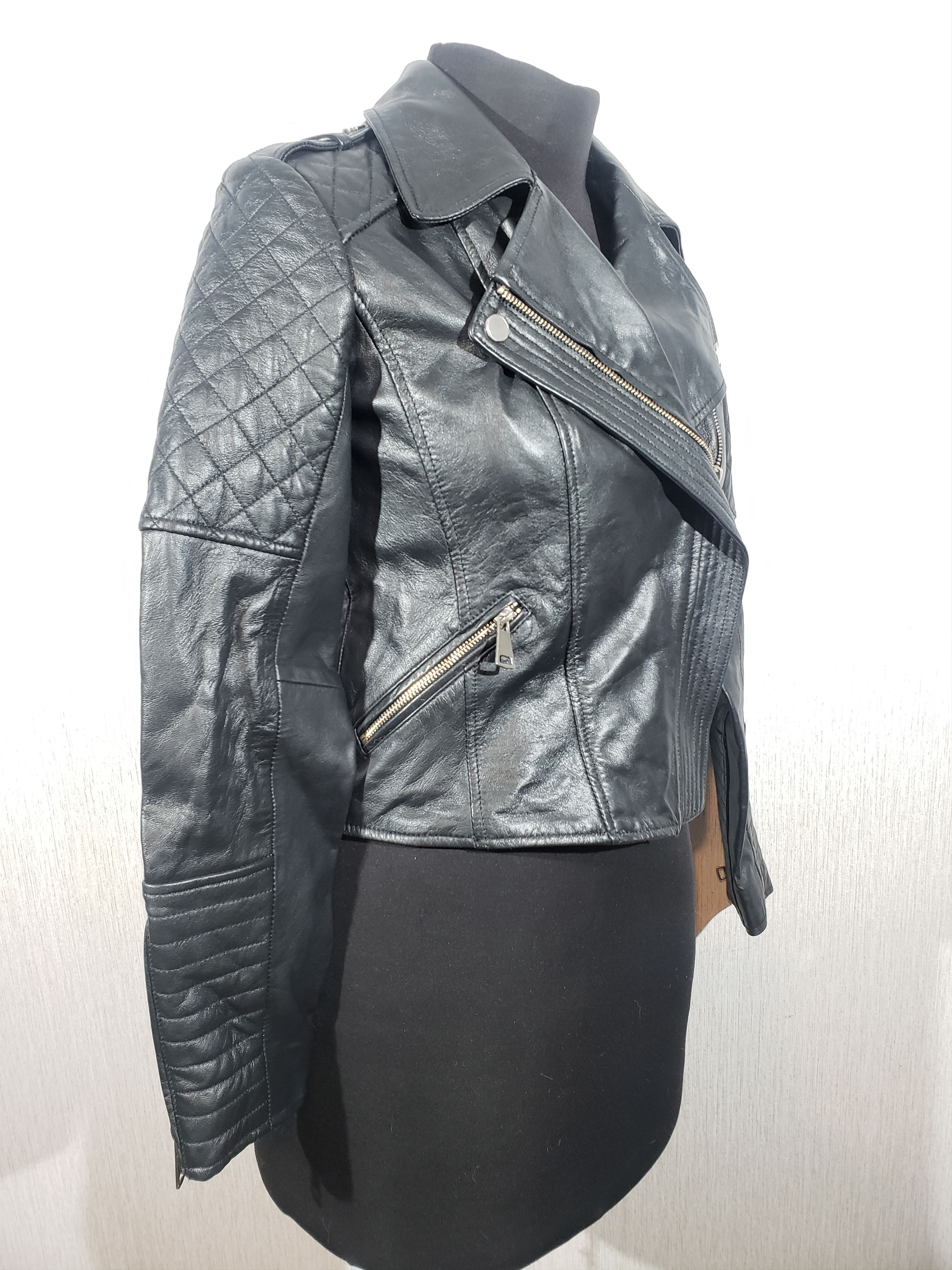 River Island Biker black women's leather jacket. Size S / US 4 / IT 40 - 4 Thumbnail