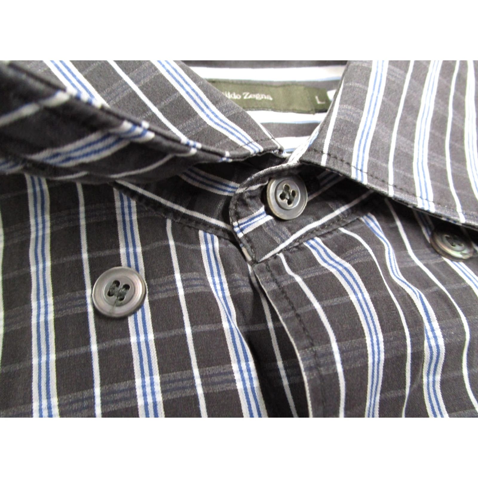 Ermenegildo Zegna Ermenegildo Zegna Shirt Mens Large Blue Stripe Long Sleeve Button-Up Casual Workwear Size US L / EU 52-54 / 3 - 5 Thumbnail