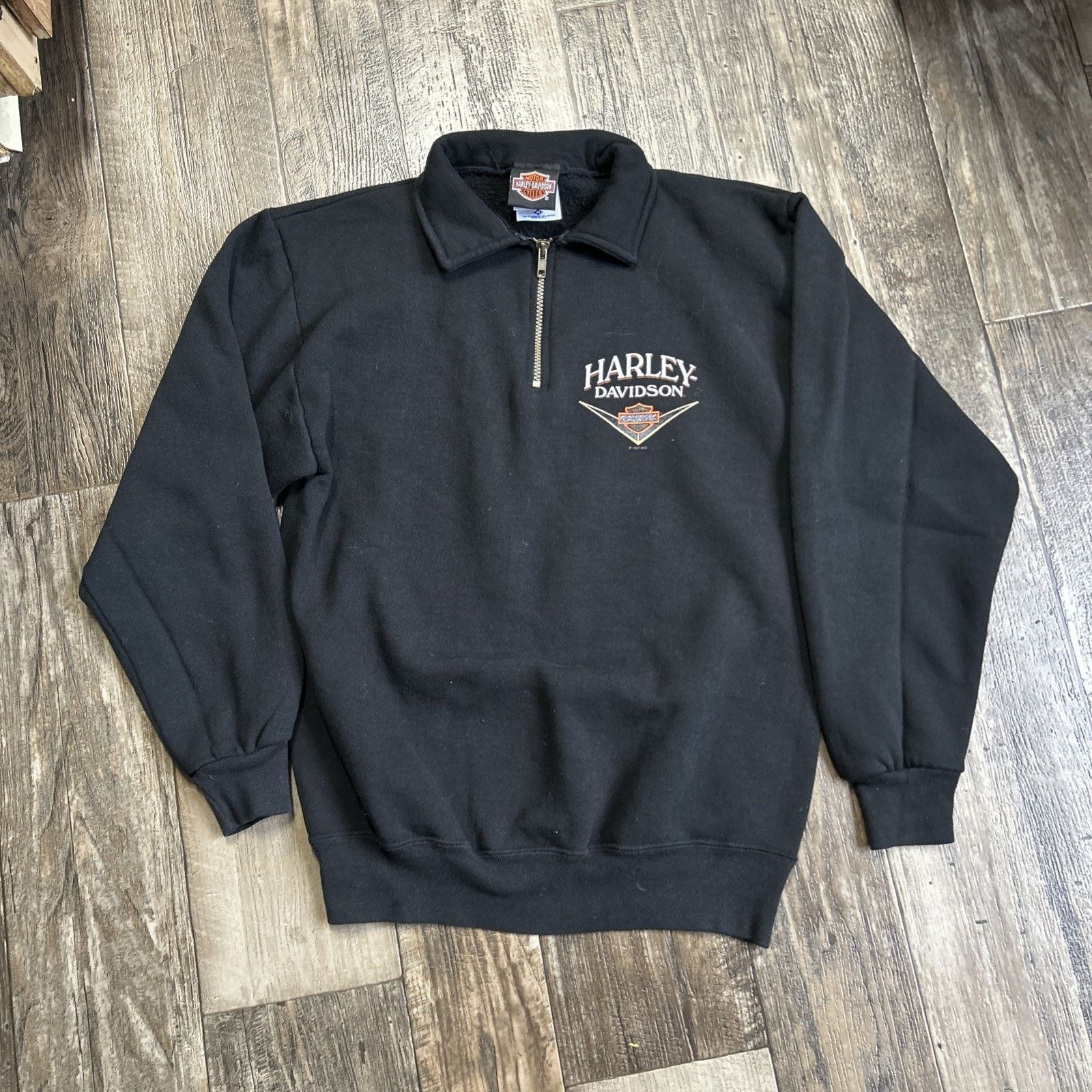 Harley Davidson Vintage Harley Davidson Quarter Zip Sweater Size Medium Size US M / EU 48-50 / 2 - 2 Thumbnail