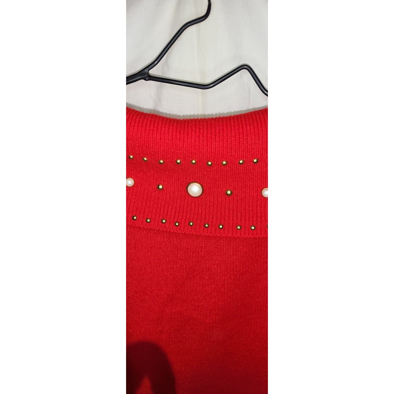 Other Marliu Exclusive New York Red Pearl WideNeck Sweater Size XL Size XL / US 12-14 / IT 48-50 - 2 Thumbnail