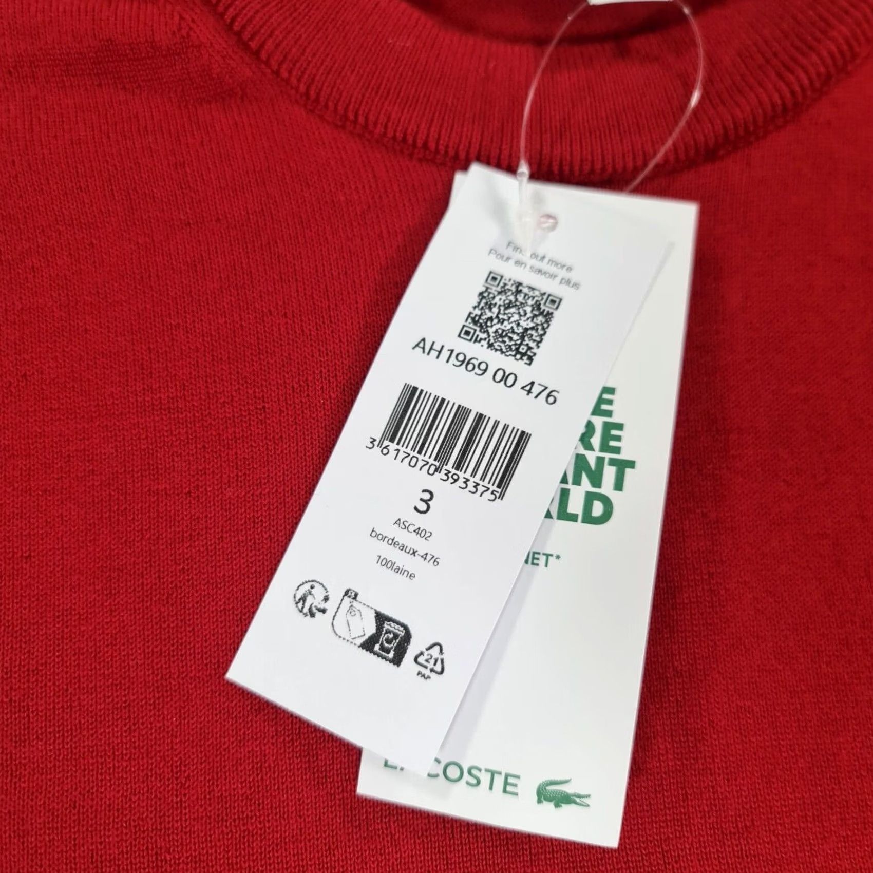 Lacoste Lacoste Jumper Knit Wool 100% Regular Fit Crew Neck Long Sleeve 小? Size US S / EU 44-46 / 1 - 4 Thumbnail