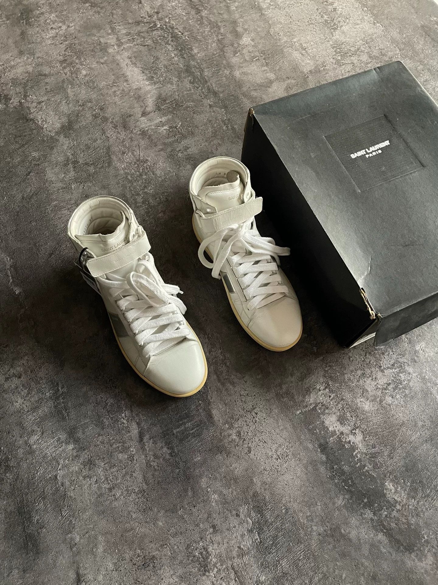 Saint Laurent Paris Saint Laurent High Top Sneakers with Velcro Straps Size US 8 / EU 41 - 1 Thumbnail