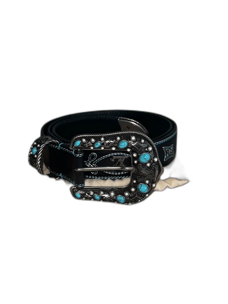 Louis Vuitton Louis Vuitton Turquoise Embroidered Denim Belt-2507 Size ONE SIZE - 1 Thumbnail