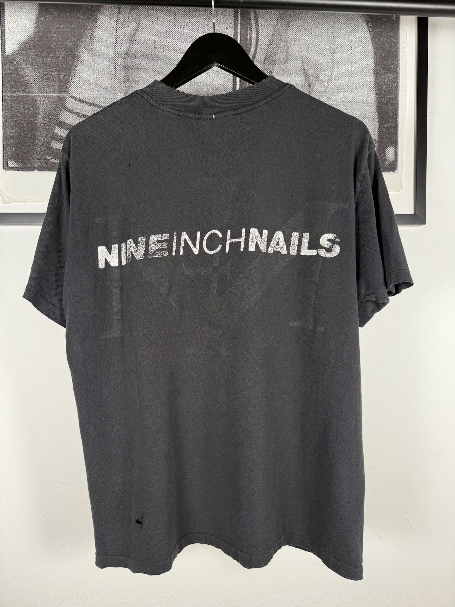 Vintage 🚭VINTAGE 90s🚭THRASHED NINE INCH NAILS “NIN” LOGO SHIRT Size US L / EU 52-54 / 3 - 9 Thumbnail