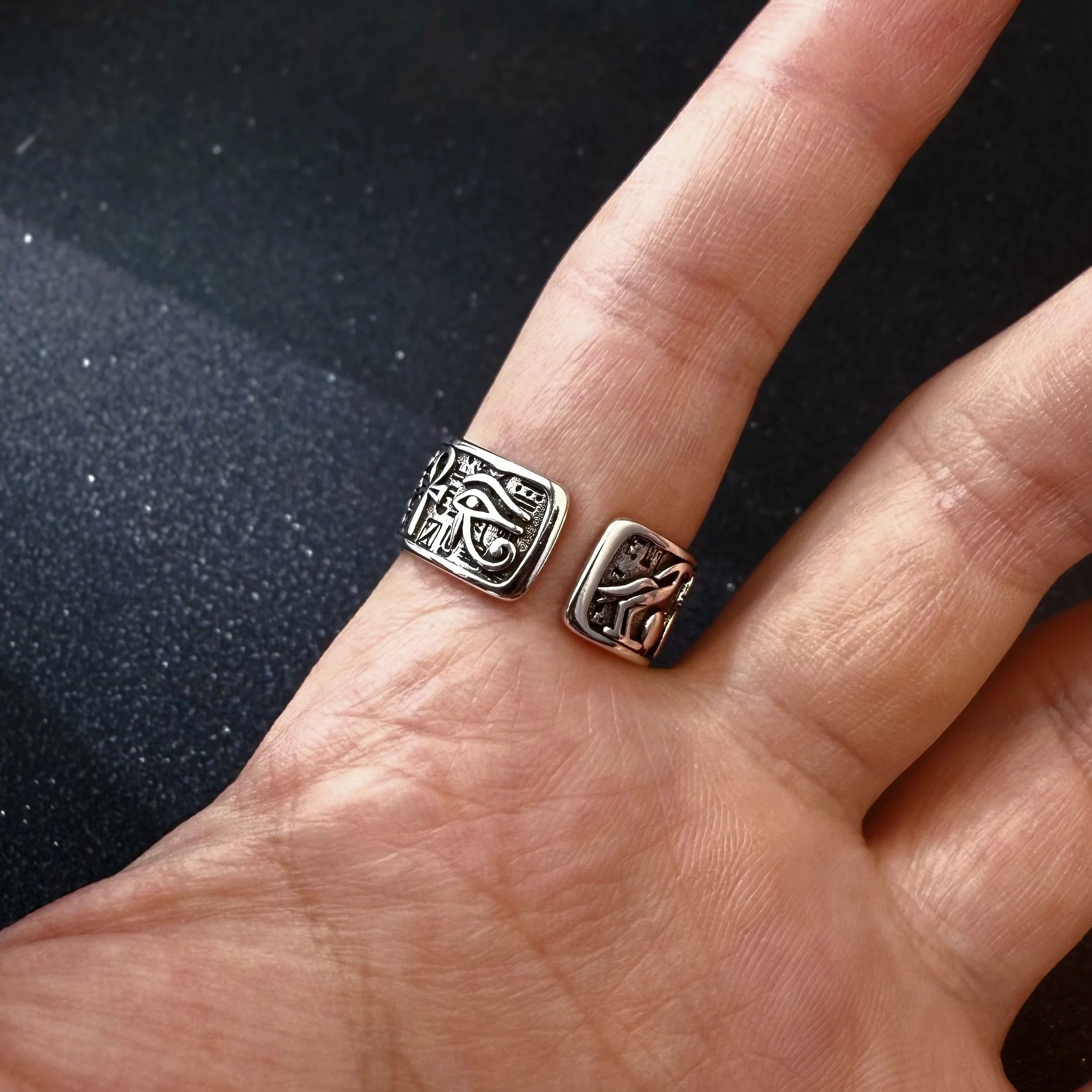 Vintage Retro Egyptian Symbols Ring Size ONE SIZE - 2 Thumbnail