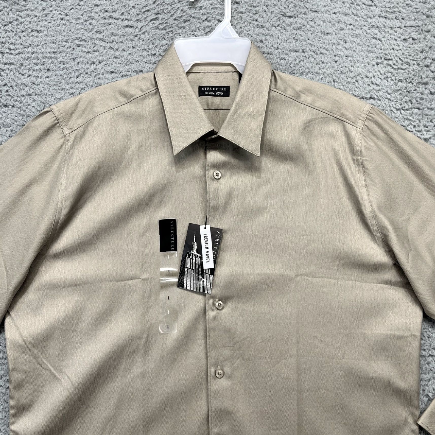Sears Sears Structure Shirt Mens Large Tan Woven Textured Long Sleeve Button Up Size US L / EU 52-54 / 3 - 5 Thumbnail