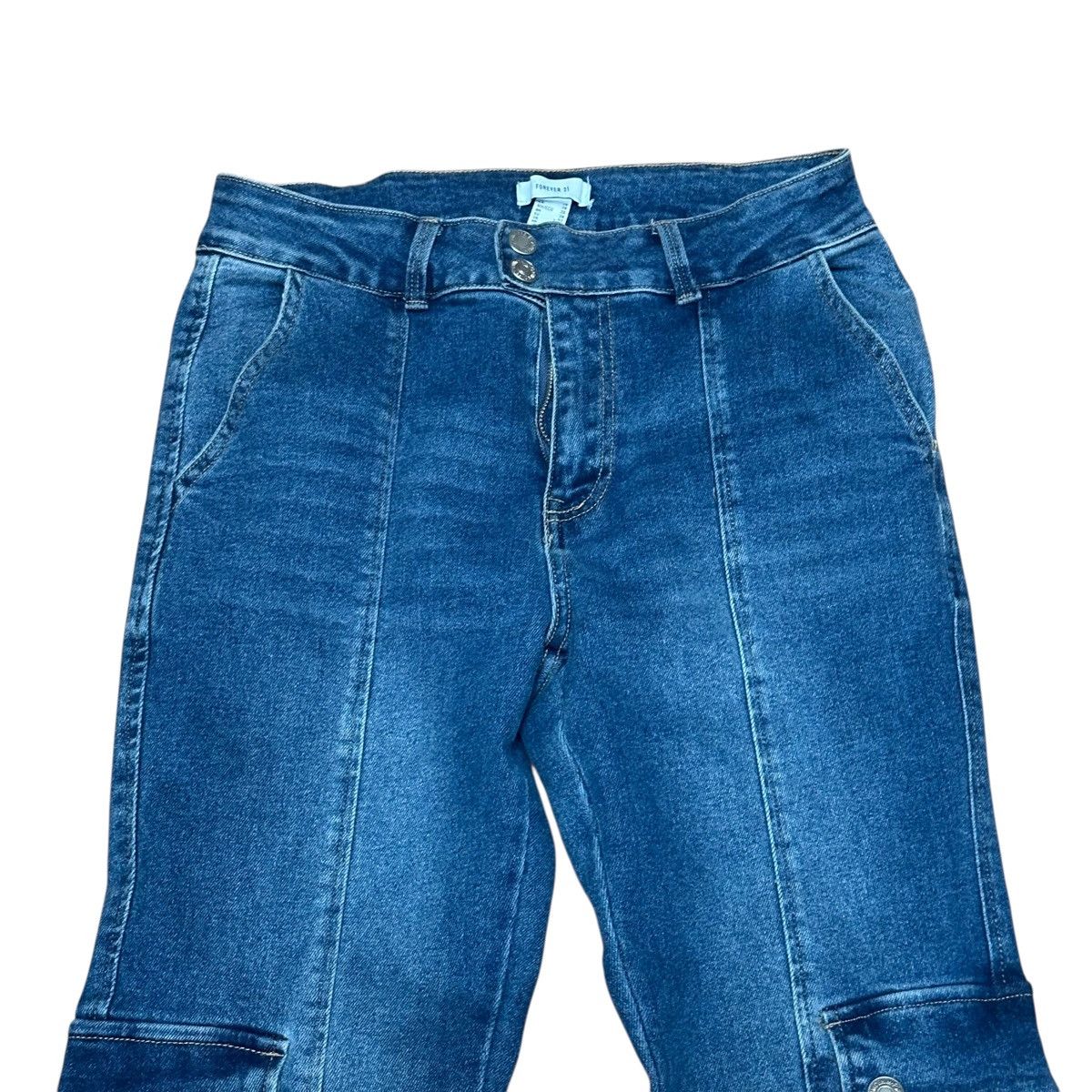 Forever 21 Forever 21 high rise cargo pocket flare leg jeans Size 28" / US 6 / IT 42 - 2 Thumbnail