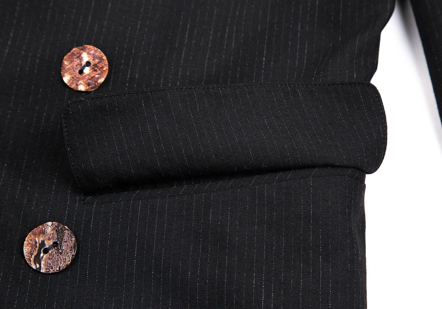 Jean Paul Gaultier Wool Chalk Stripe Double Jacket in Black, Size 48 Size US M / EU 48-50 / 2 - 11 Thumbnail