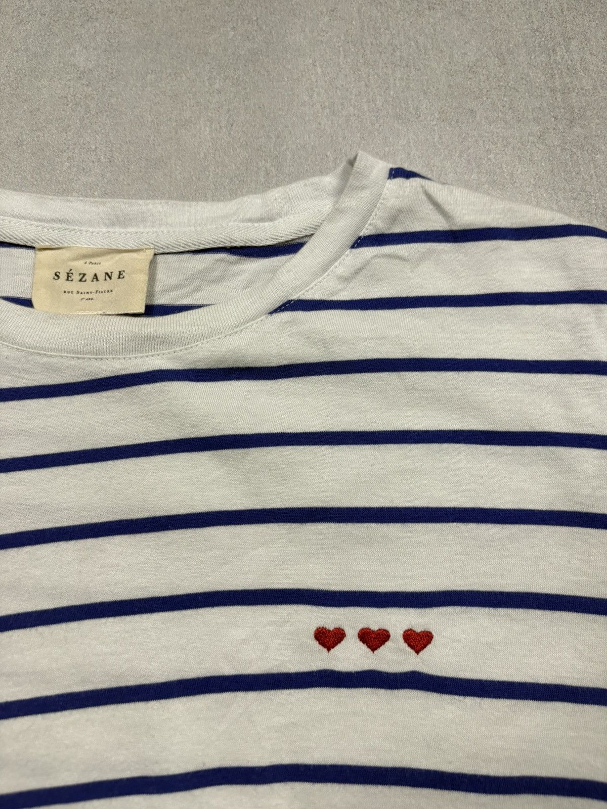 Sezane Sezane Colette Marinière Coeur Striped Heart Embroidery Tee Size M / US 6-8 / IT 42-44 - 4 Thumbnail