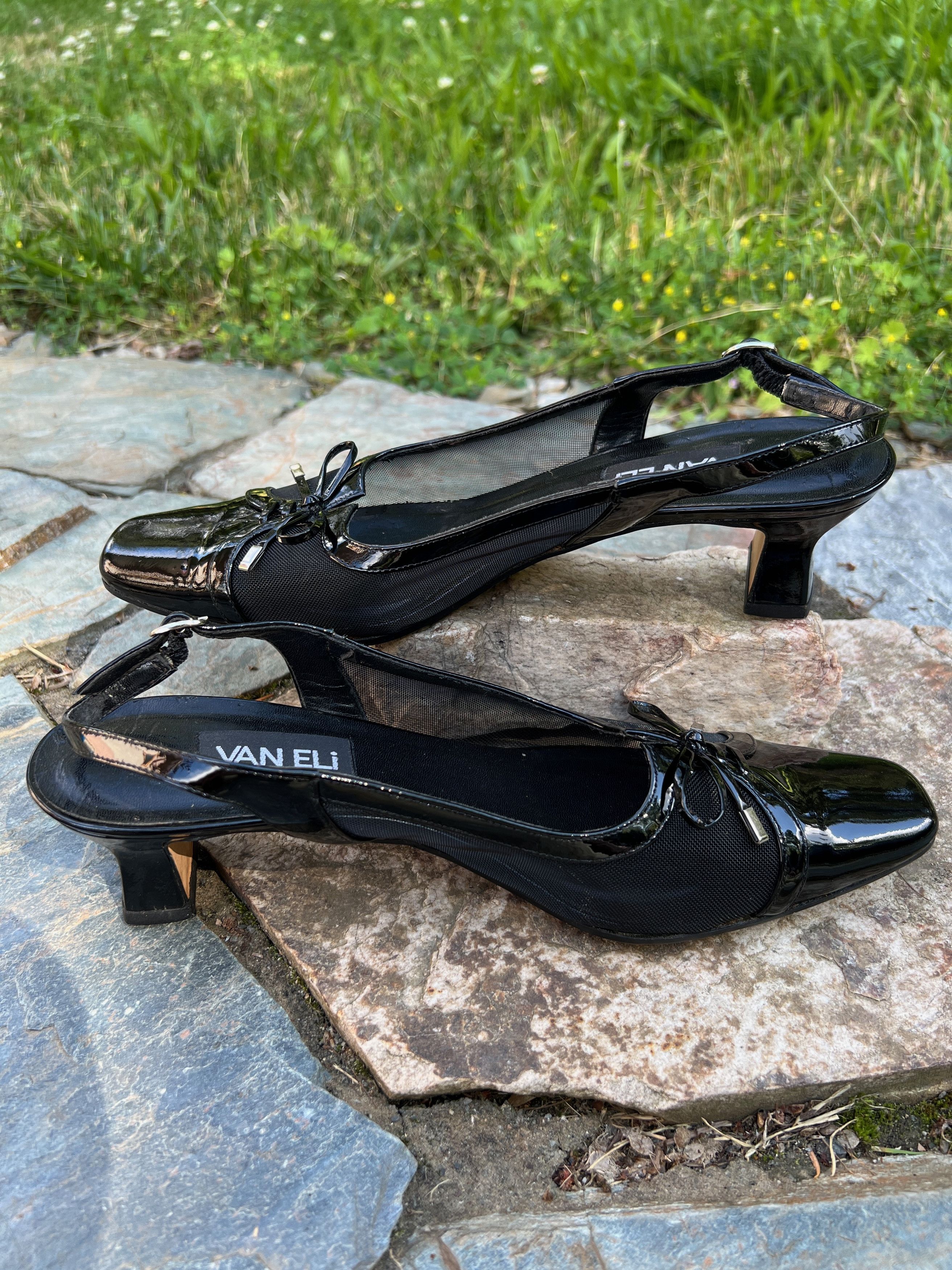 VANELI Black Mesh and Patent Sling Backs Size US 9.5 / IT 39.5 - 7 Thumbnail