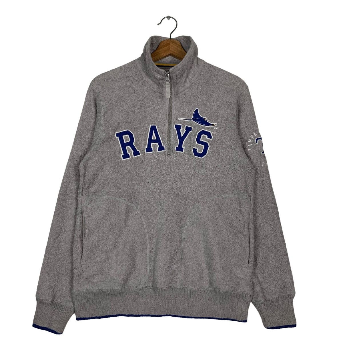 Japanese Brand MLB RAYS SPELLOUT BIG LOGO HALF ZIP FLEECE SWEATER #0005-C1 Size US M / EU 48-50 / 2 - 1 Thumbnail
