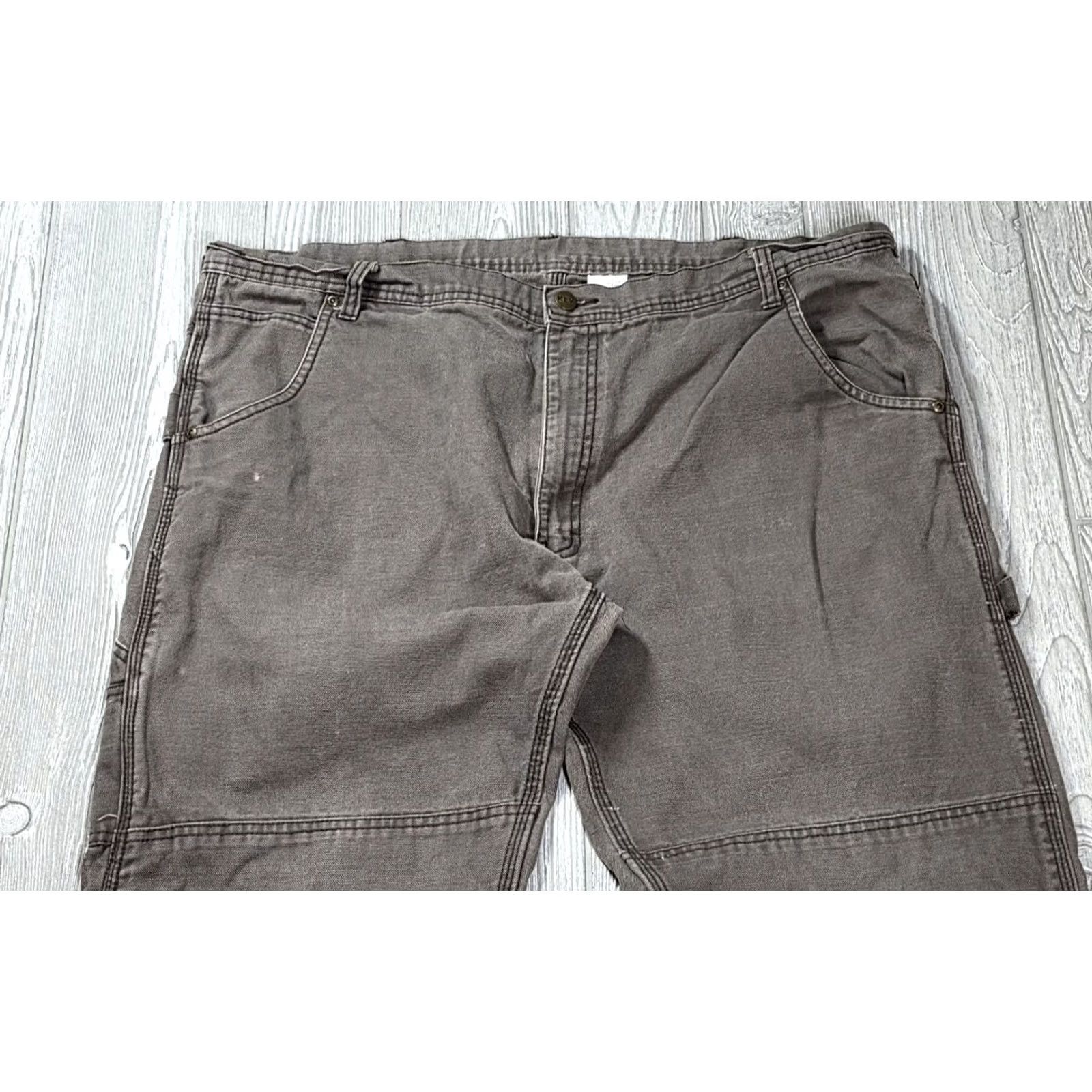 Vintage Key Pants Men 40x31 Brown Double Knee Canvas Carpenter Cargo 100% Cotton Work Pants Mens Straight Front Belt Loops 5-Pocket Size US 40 / EU 56 - 3 Thumbnail