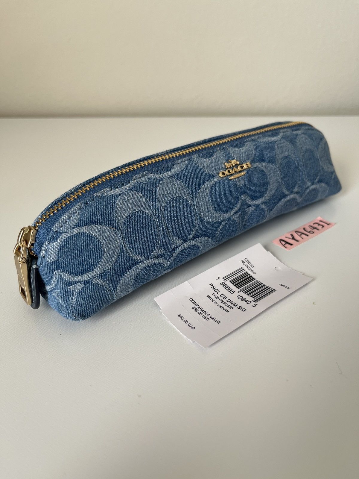 Coach Coach Pencil Case In Signature Denim Size ONE SIZE - 2 Thumbnail