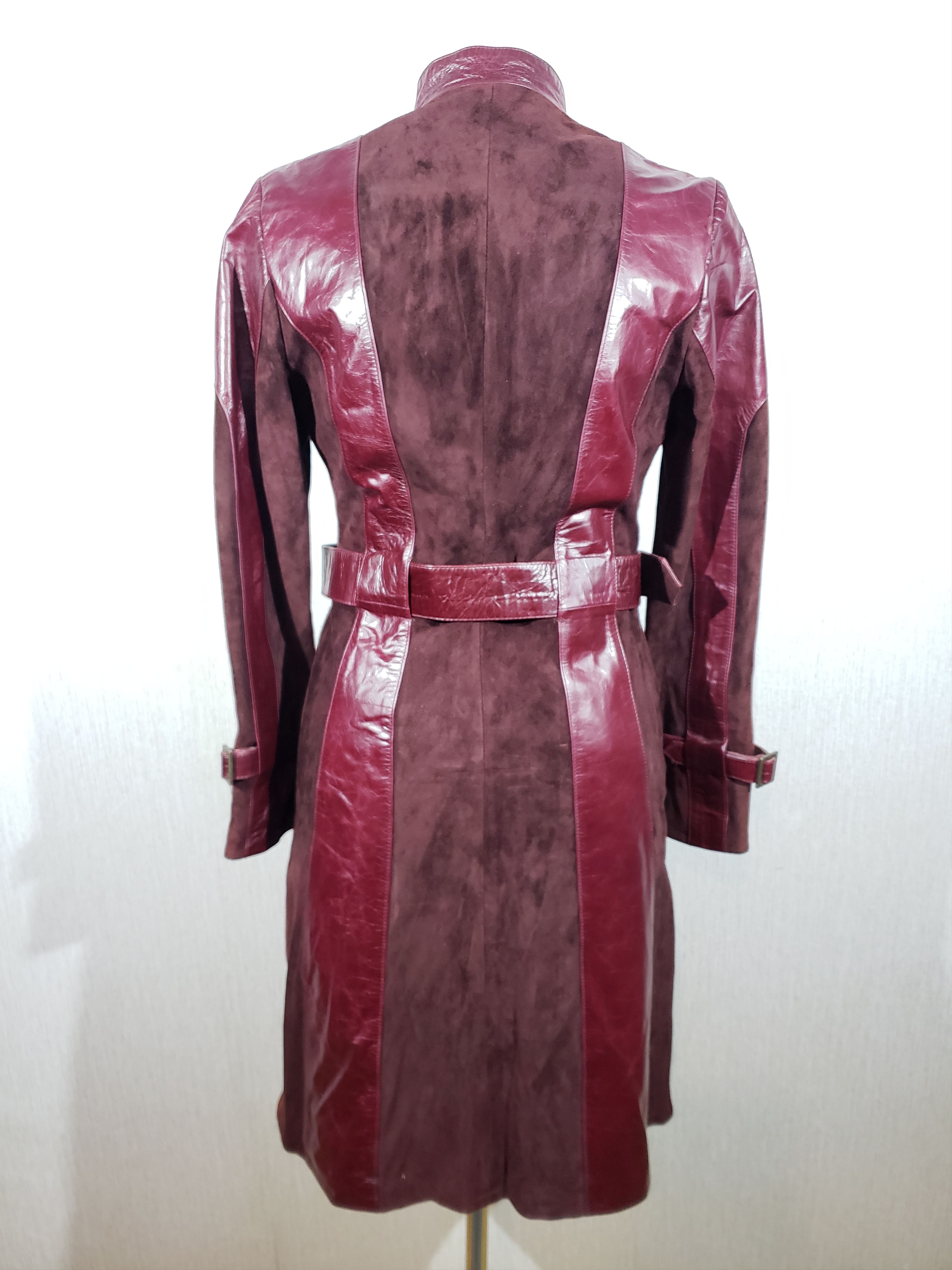 Uniqlo Cute women's long burgundy leather jacket. Size S / US 4 / IT 40 - 4 Thumbnail