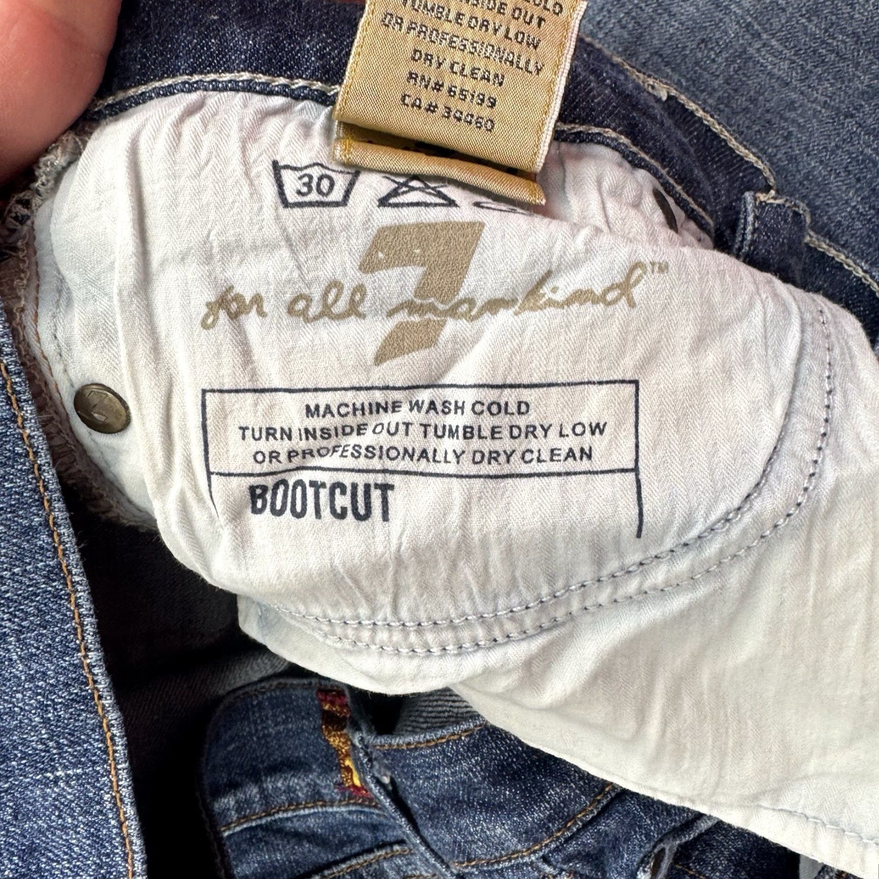 7 For All Mankind VINTAGE 7 For All Mankind Jeans Bootcut Womens 29 Blue Y2K Hipster Bejeweled Low Rise 31in Inseam Size 29" - 6 Thumbnail