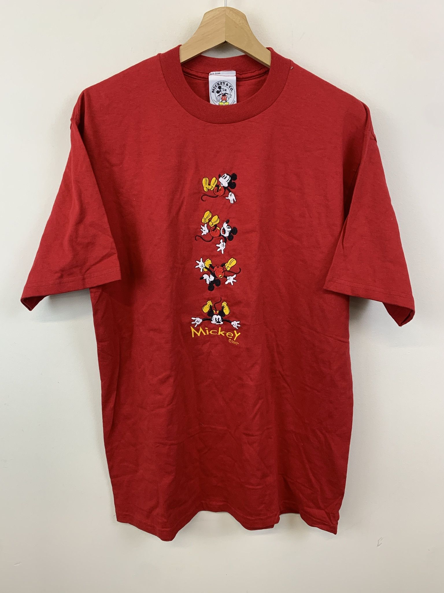 Vintage Mickey Mouse Falling Tee Deadstock 1990s Disney Mickey Embroider Tee Size L