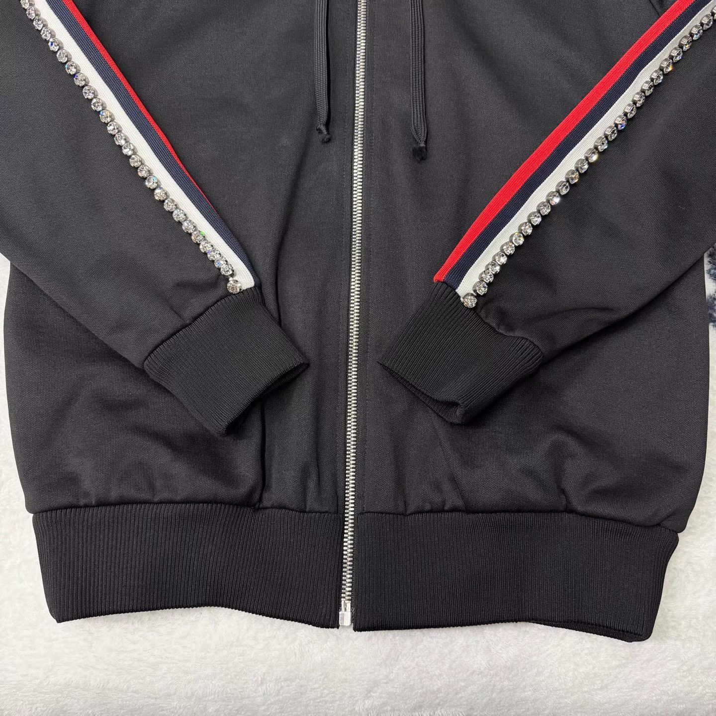 Gucci GUCCI Runway Crystal Embellished Black Zip-Up Jacket Q10 Size US XS / EU 42 / 0 - 2 Thumbnail