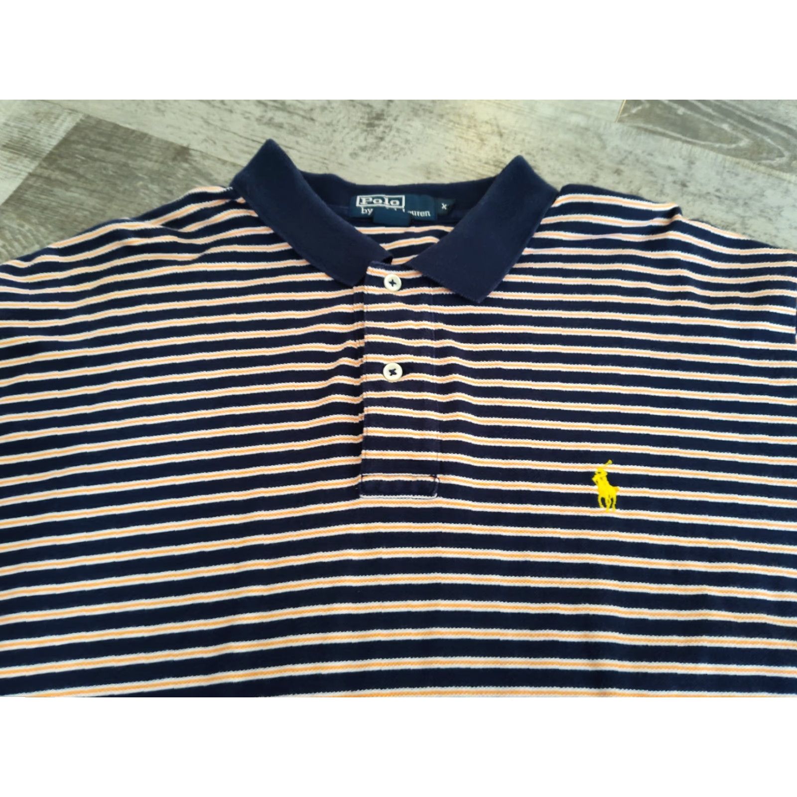 Ralph Lauren VINTAGE Ralph Lauren Polo Shirt Men XL Blue Orange Striped Pony Embroidered Classic Preppy Size US XL / EU 56 / 4 - 3 Thumbnail