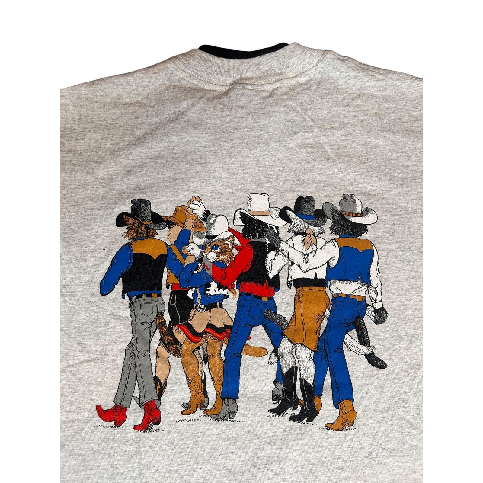 Vintage Vintage 90s Cowboy Cats Rodeo Dancing Double Sided T-Shirt Size US M / EU 48-50 / 2 - 4 Thumbnail