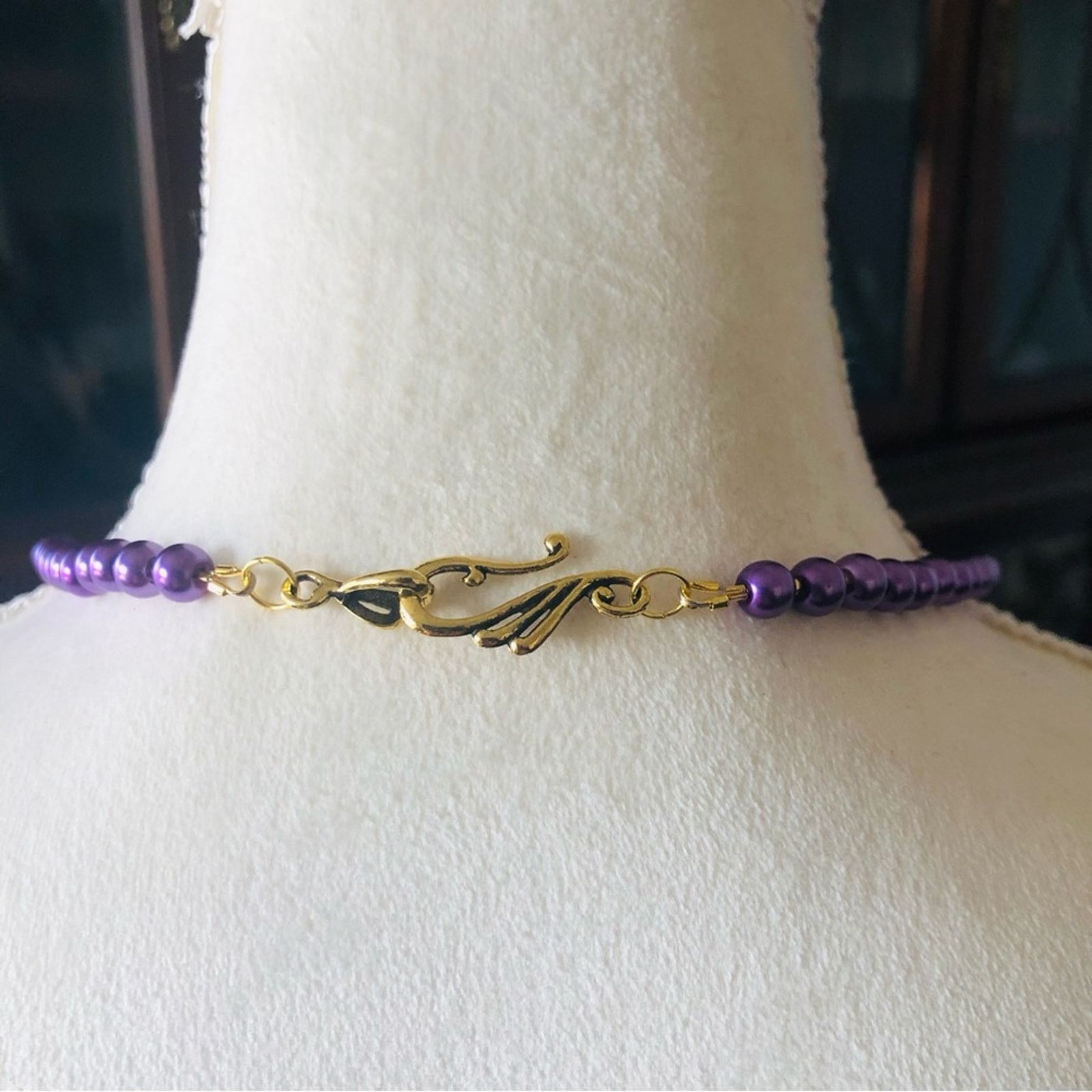 Handmade Handcrafted repurpose purple passion pendant Pearl necklace Size ONE SIZE - 7 Thumbnail