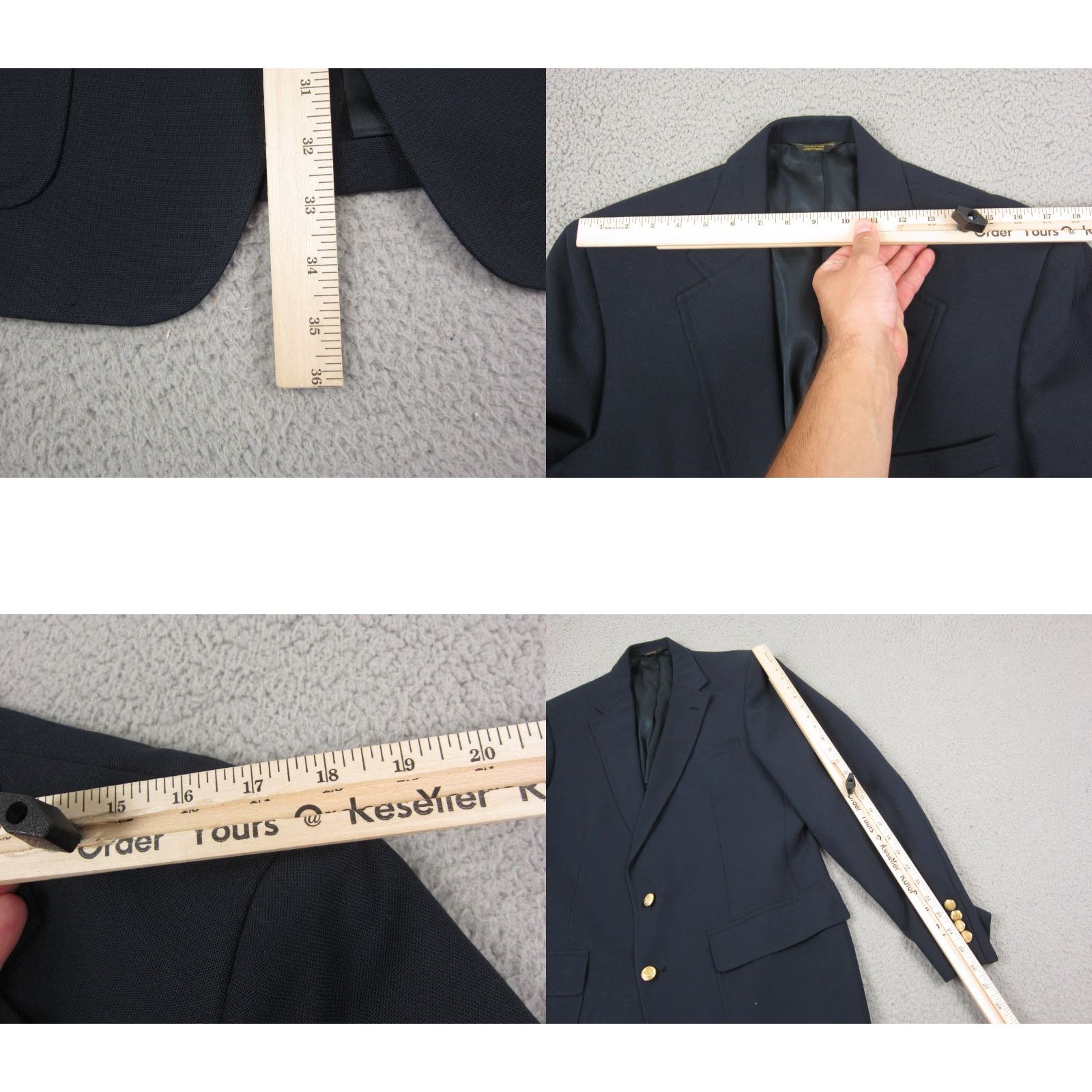 Vintage VINTAGE Palm Beach Blazer Mens 42L Blue Sport Coat Suit Hopsack Gold Jacket - 80s 90s Notch Lapel Two-Button Single-Breasted Dry Clean Only Size 42R - 8 Thumbnail