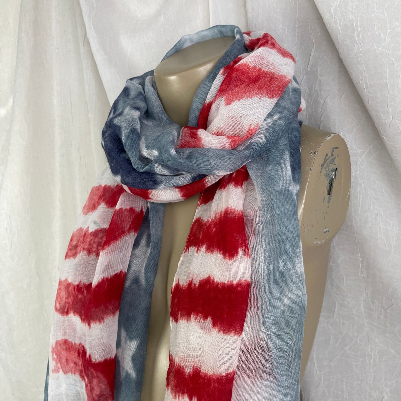Other American Flag Sheer Scarf Raw Edge USA 4th of July Patriotic Size ONE SIZE - 12 Thumbnail