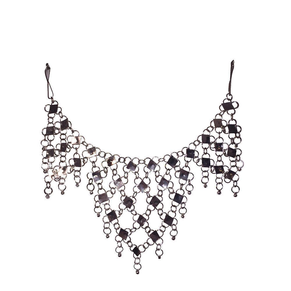 Handmade Mexican Hand Made Sterling Silver Bib Dangle Necklace Size ONE SIZE - 1 Thumbnail