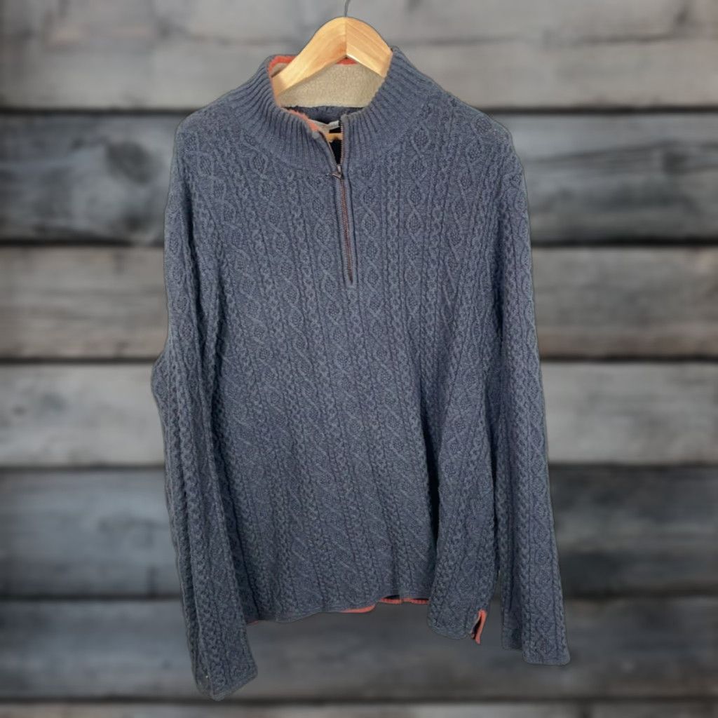Carbon2Cobalt Carbon2Cobalt Sherpa Collar Sweater Men's XL Gray 1/4 Zip Cable Knit Top Pullover Fashion Casual Vintage: No Size US XL / EU 56 / 4 - 1 Thumbnail