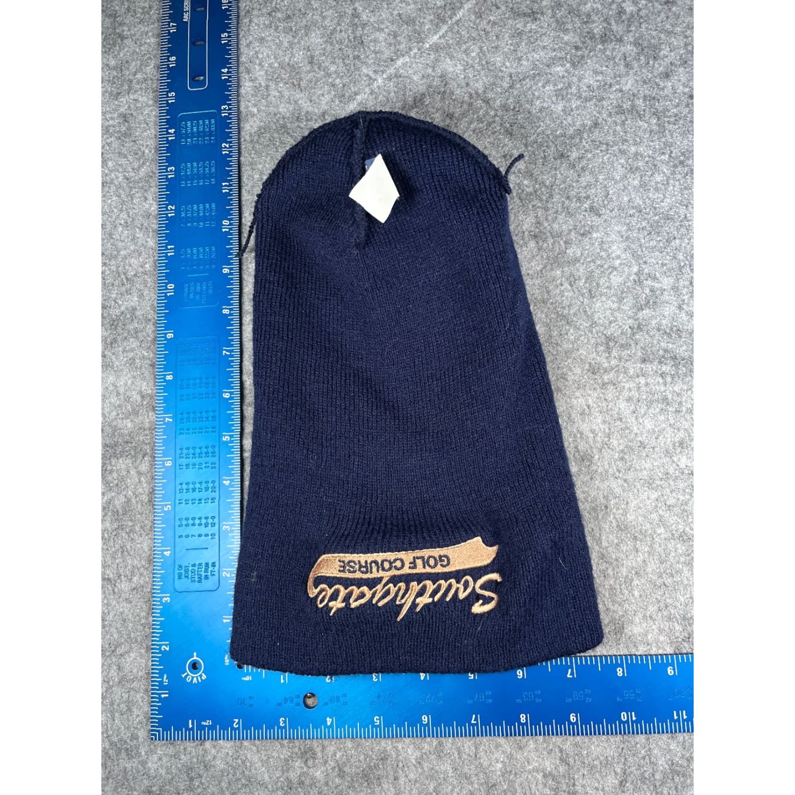 Vintage Town Talk Beanie Hat Adult One Size Blue Knit 100% Acrylic Christmas Southgate Golf Course Style Ski Logo Mens Size ONE SIZE - 5 Thumbnail