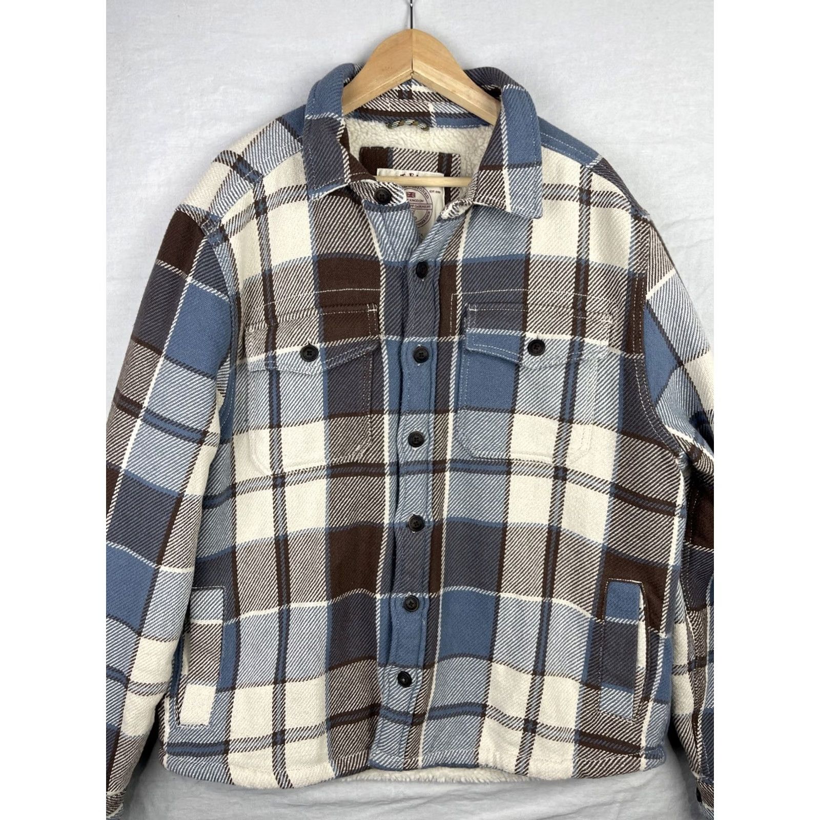 FatFace Fat Face Jacket Mens XL Blue Plaid Shacket Sherpa Lined Button Up Outdoor Hoodie? Size US XL / EU 56 / 4 - 2 Thumbnail
