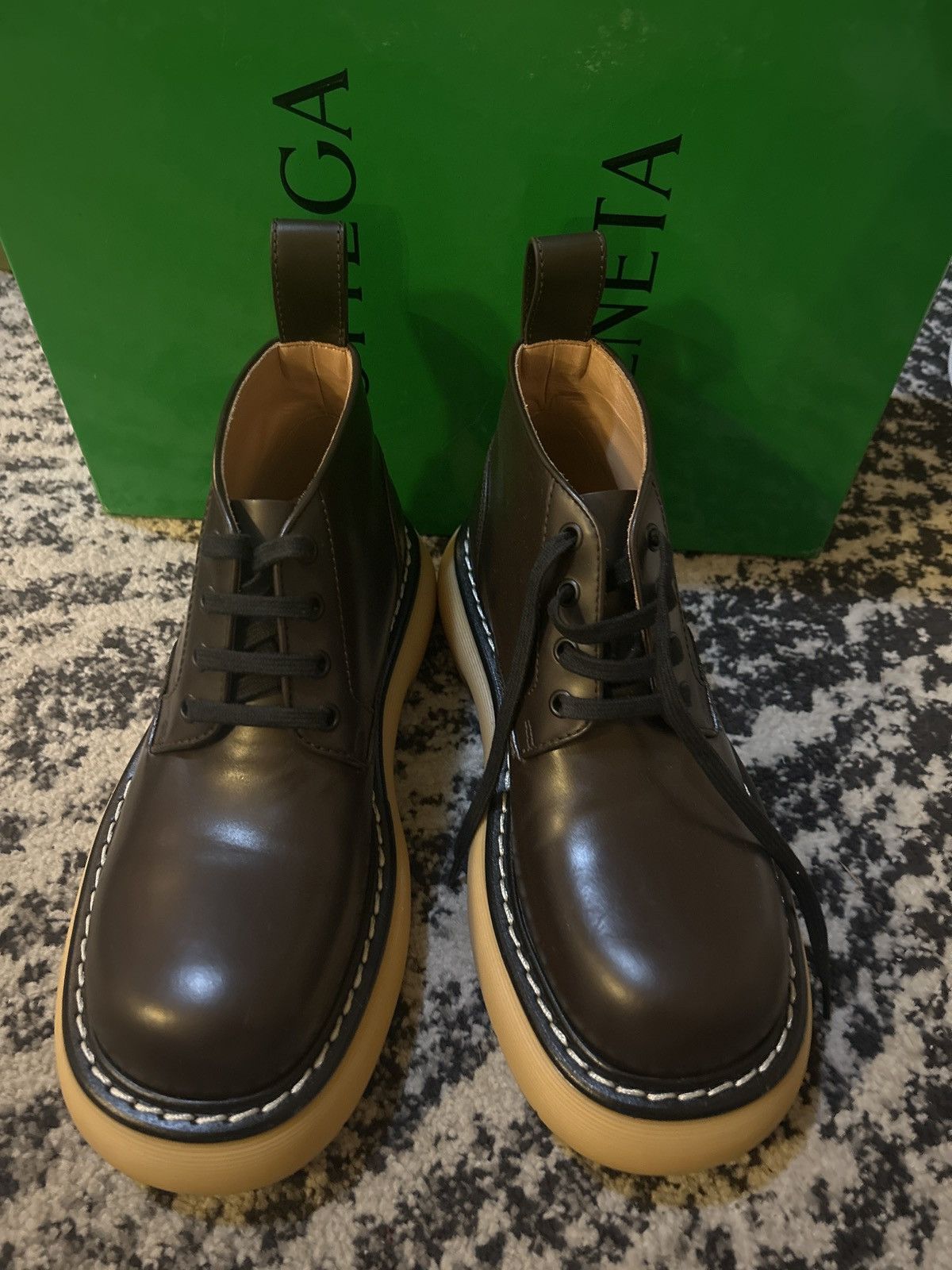 Bottega Veneta ‘The Bounce’ platform Ankle Boots Ebony Brown