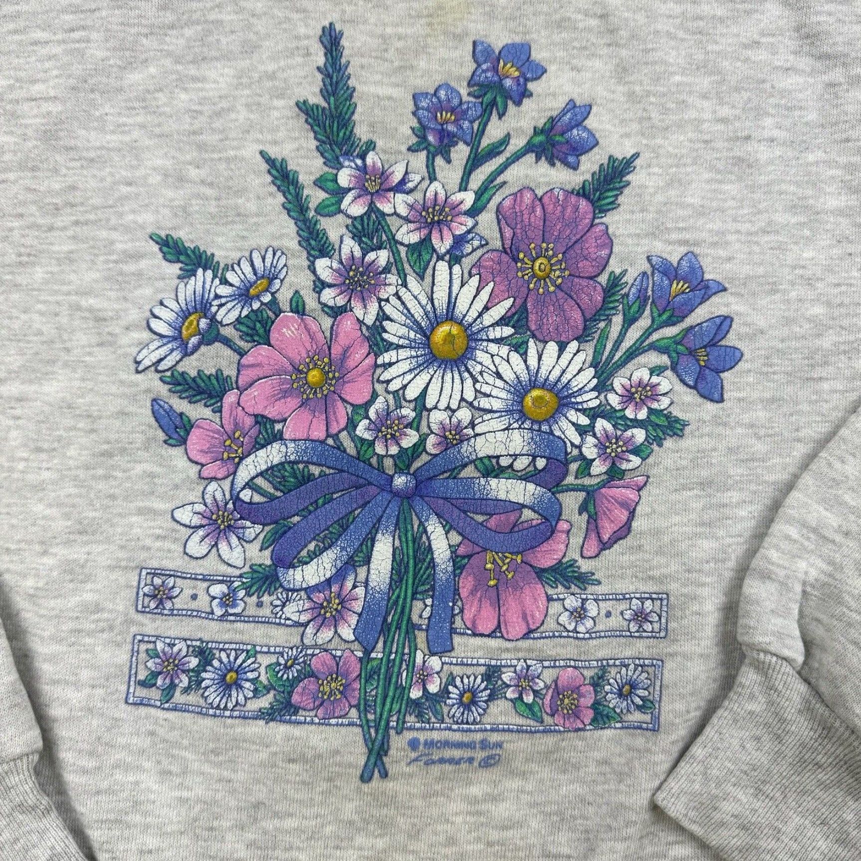 Vintage VINTAGE Morning Sun Sweatshirt Womens Small Gray Floral 90s Nature Activewear Size S / US 4 / IT 40 - 2 Thumbnail