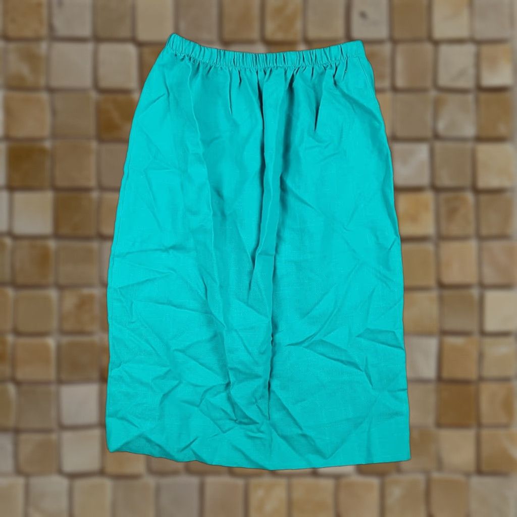 Altea Vintage Women's 8 Skirt - Knee Length, Straight & Pencil, High Rise, Stretch, Cotton, Blue, 90s, Y2K, Retro, All Seasons Size 30" / US 8 / IT 44 - 1 Thumbnail
