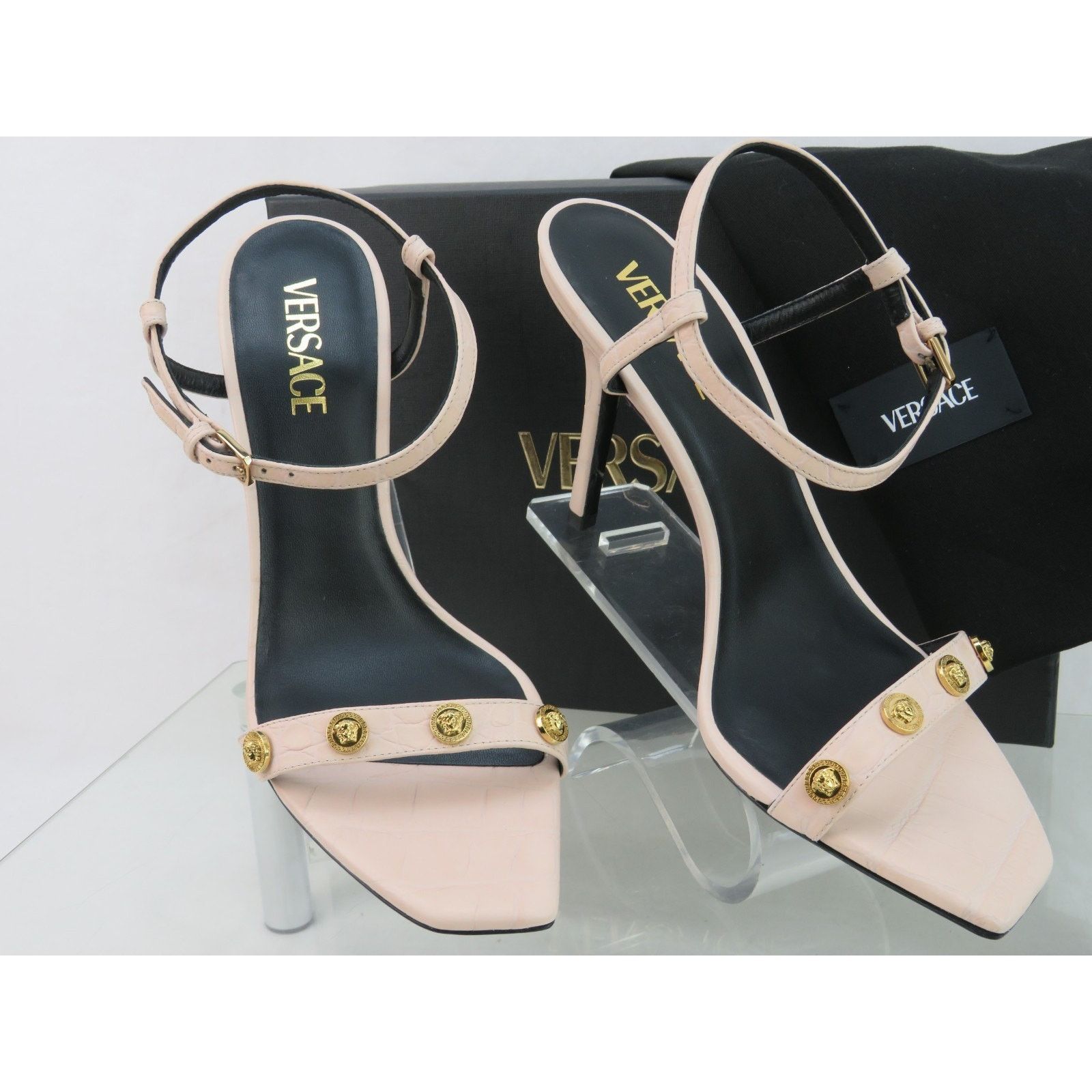 Versace VERSACE SOFT PINK LEATHER MEDUSA HEAD LOGO SANDALS PUMPS 40 Size US 10 / IT 40 - 2 Thumbnail