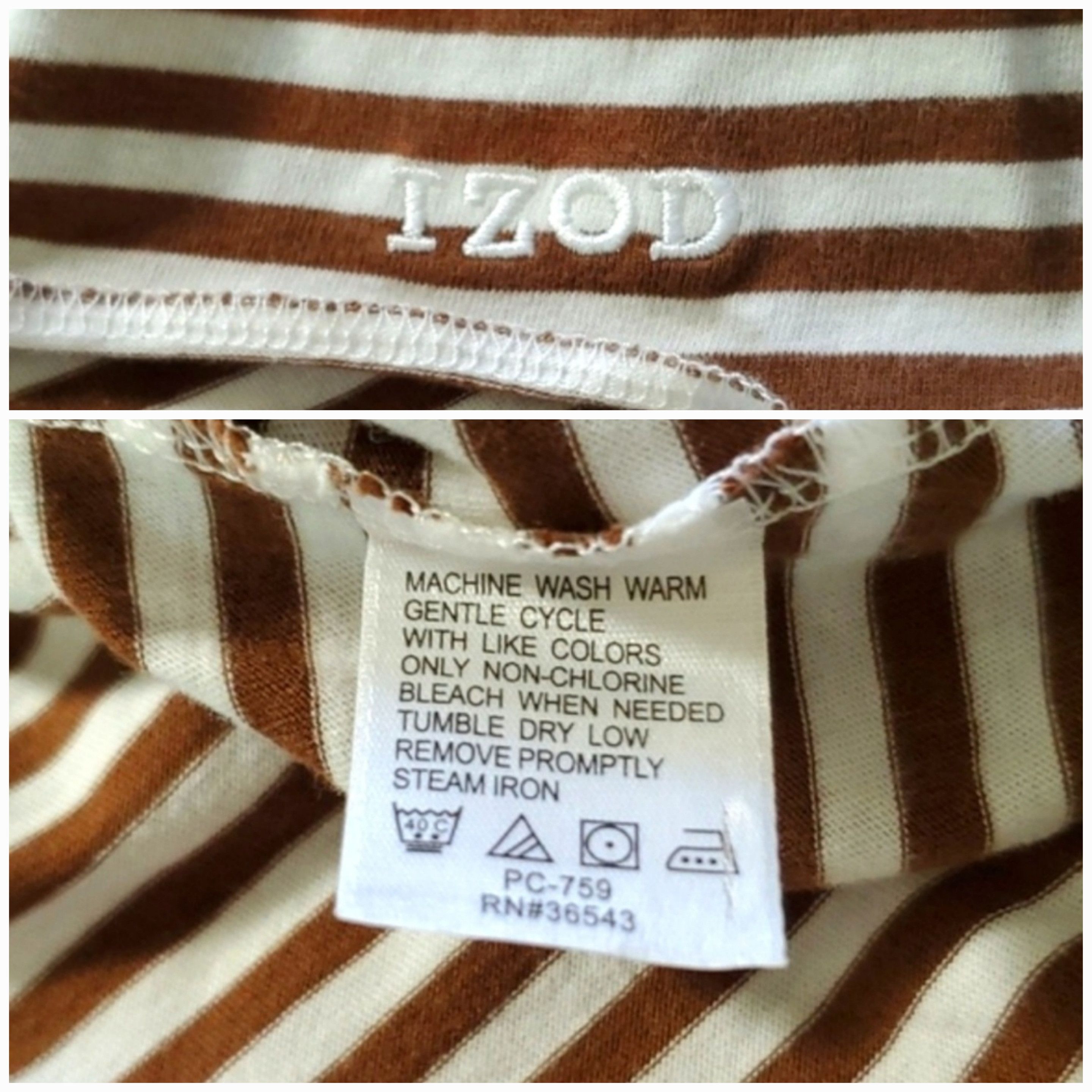 Izod Izod Size M Top Long Sleeve T-Shirt Stripe Brown White Hood Size M / US 6-8 / IT 42-44 - 9 Thumbnail