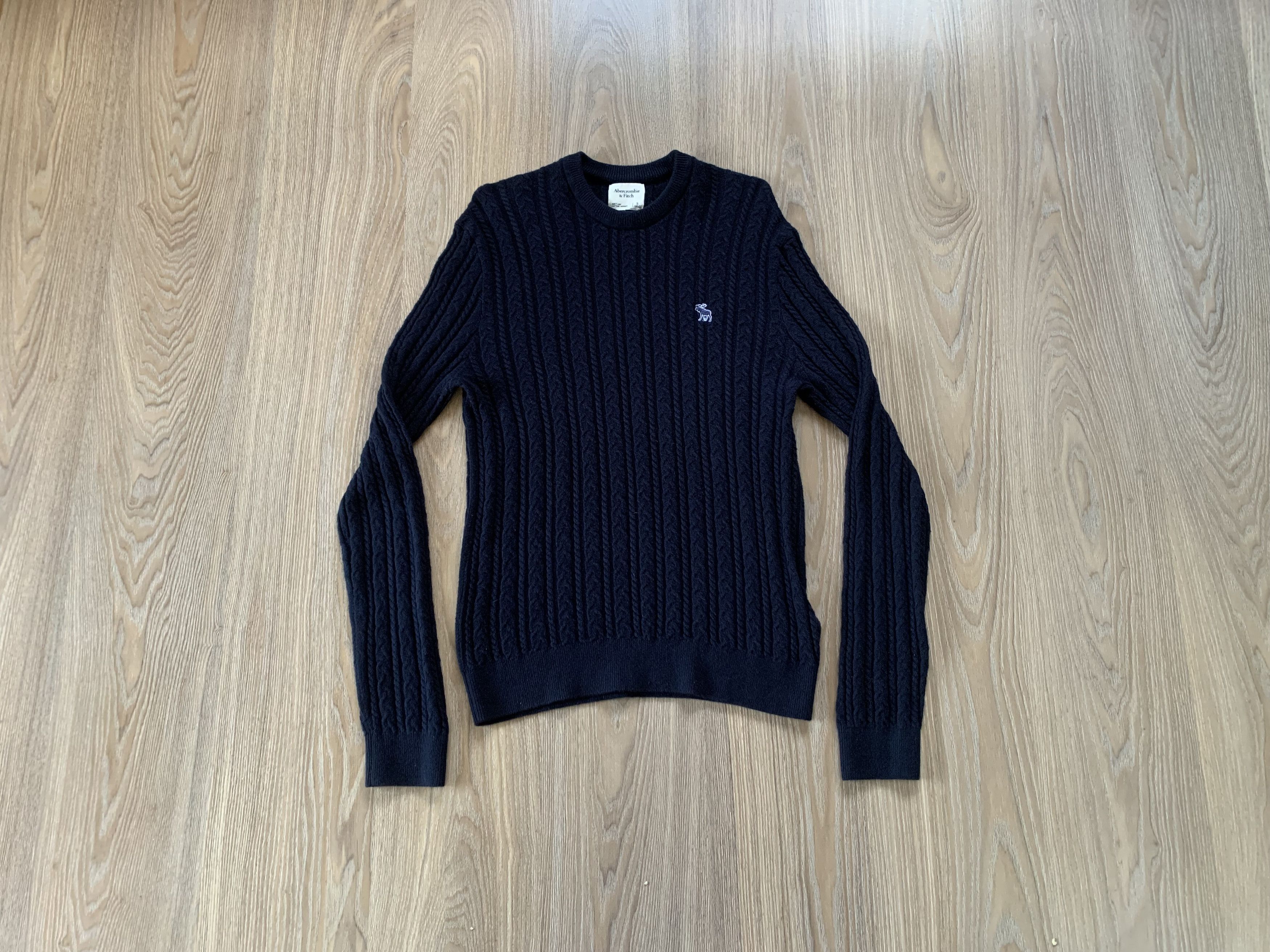 Abercrombie & Fitch Abercrombie & Fitch Cable Knit Merino Navy Blue Sweater Size US S / EU 44-46 / 1 - 1 Thumbnail