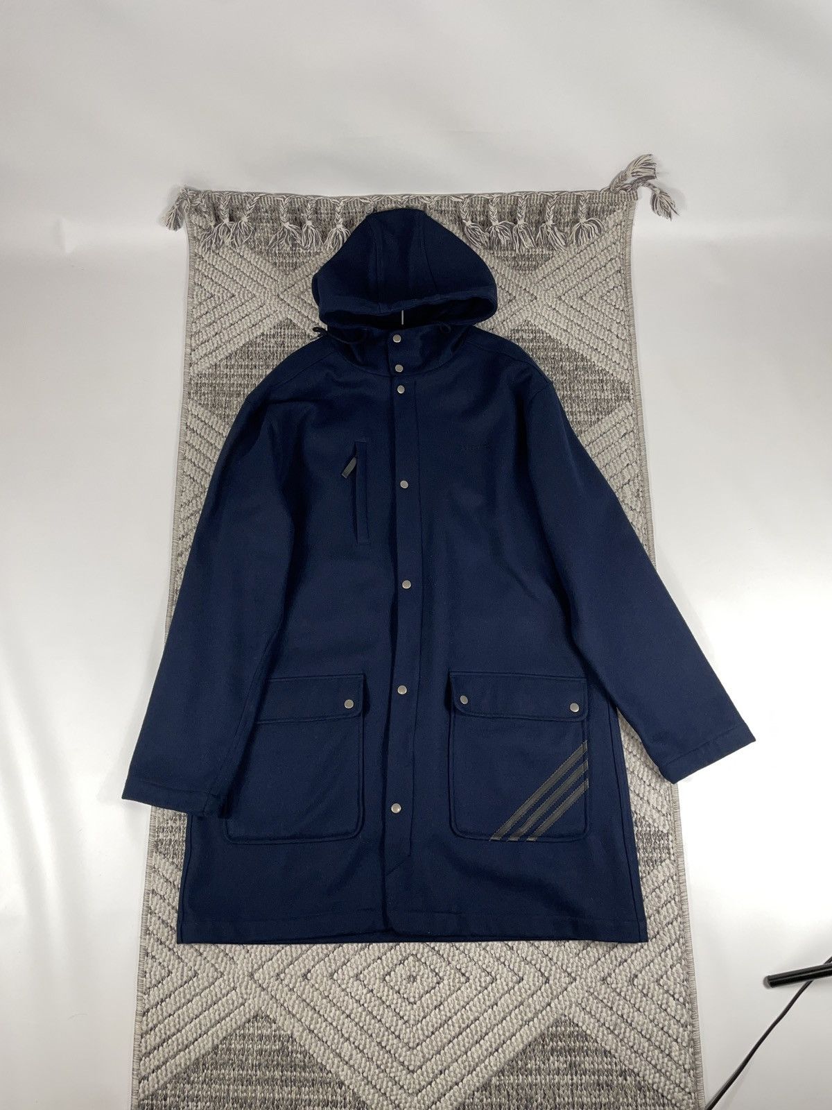 Adidas 00s Adidas Originals Vintage Wool Coat Navy Blue early 2000s Size US L / EU 52-54 / 3 - 1 Thumbnail