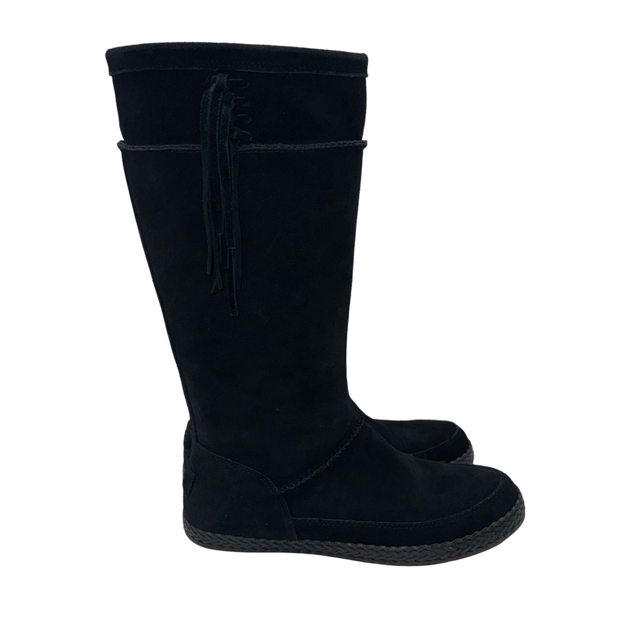 Ugg UGG Emerie Black Suede Leather Knee High Tassle Boot Moccasi Size US 9.5 / IT 39.5 - 12 Thumbnail