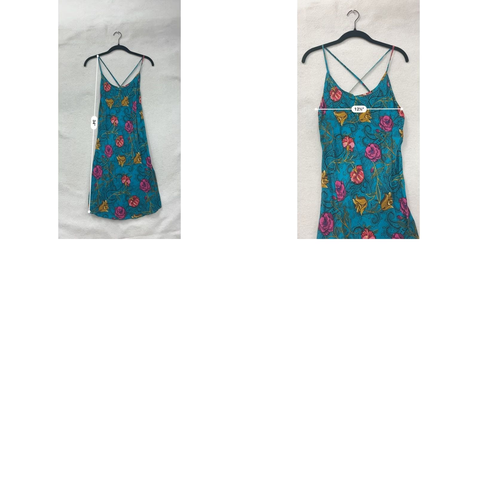 Vintage Rene Rofe Womens Slip Dress Silk Floral Print Midi Crossback Open Back M Blue Size M / US 6-8 / IT 42-44 - 8 Thumbnail