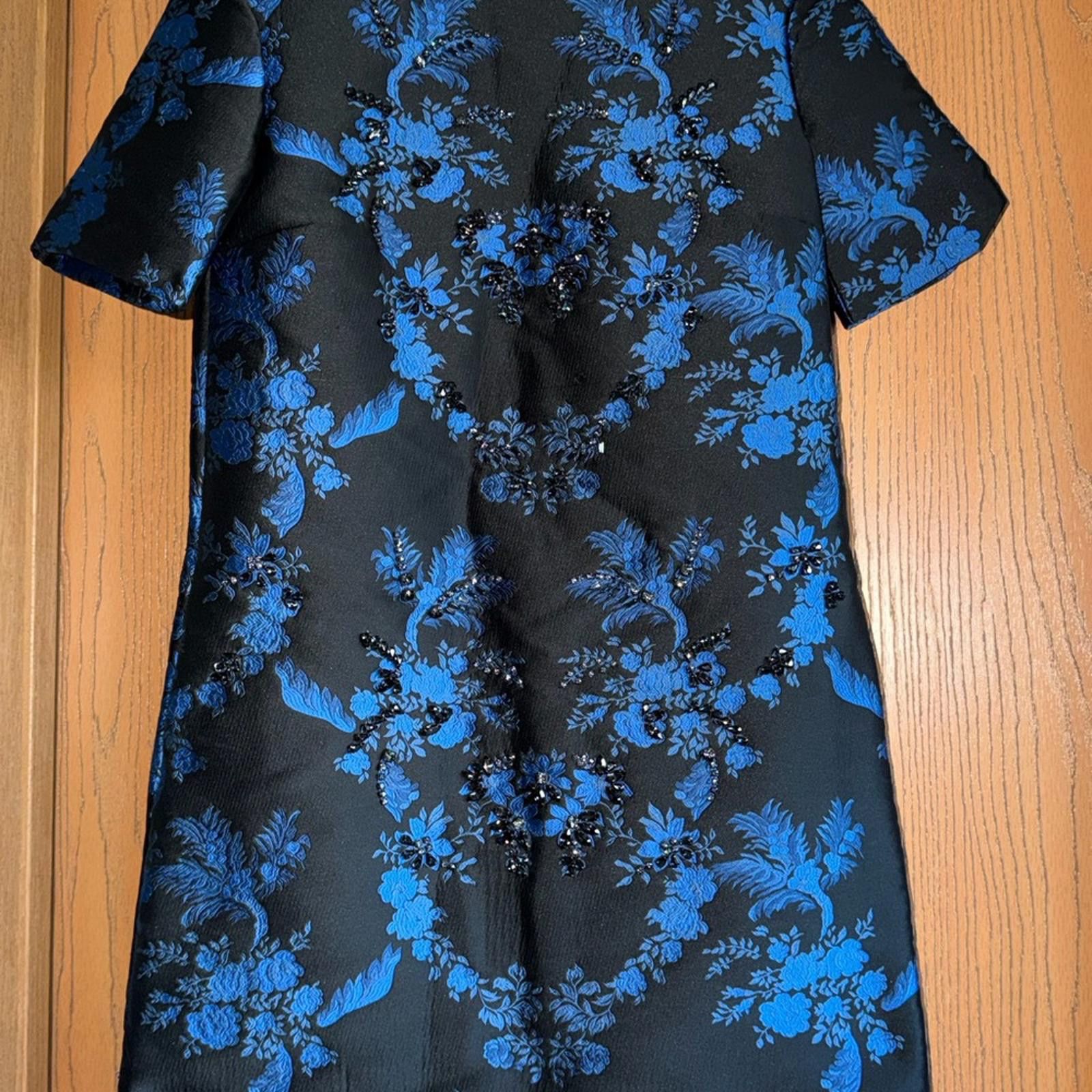 Stella McCartney Stella McCartney Black and Blue Floral Jacquard Mini Dress Size M / US 6-8 / IT 42-44 - 1 Thumbnail