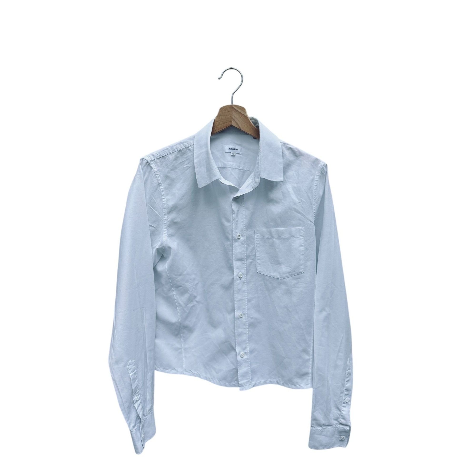 Jil Sander White Cotton Cropped Shirt Size M / US 6-8 / IT 42-44 - 1 Thumbnail