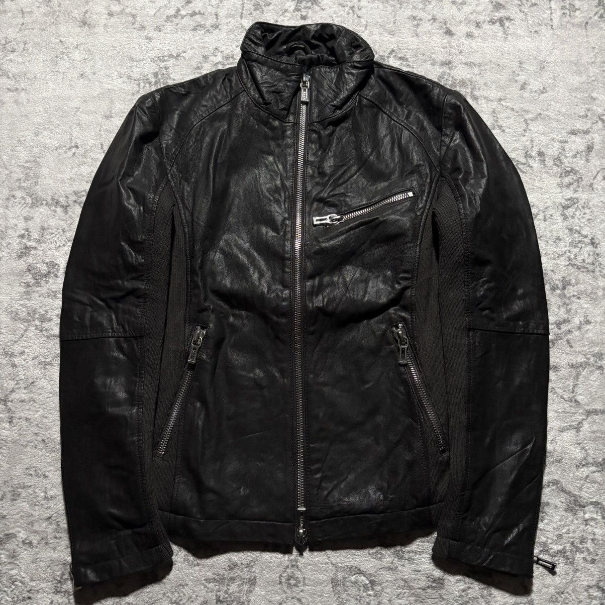 Shellac Leather Hybrid Zippered Pocket Jacket Size S